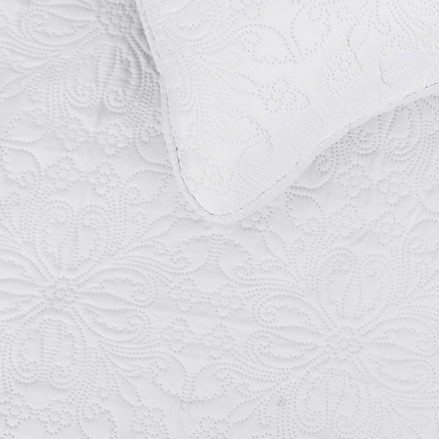 image:imageEasyGoing FullQueen Size Reversible Quilt Set with 1 Quilt and 2 Pillow Shams Soft Bed Quilt Cover Lightweight Microfiber Bedspread Water and Stain Resistant GrayLight GrayDamaskwhiteWhite