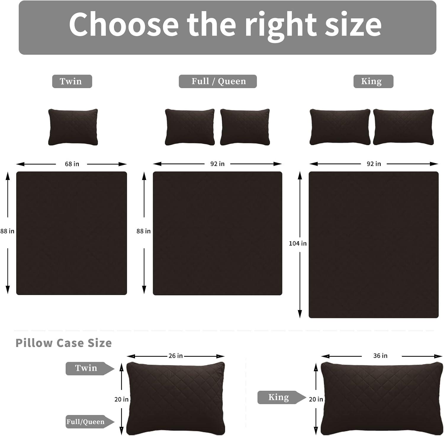 image:imageEasyGoing FullQueen Size Reversible Quilt Set with 1 Quilt and 2 Pillow Shams Soft Bed Quilt Cover Lightweight Microfiber Bedspread Water and Stain Resistant GrayLight GrayChocolateBeige