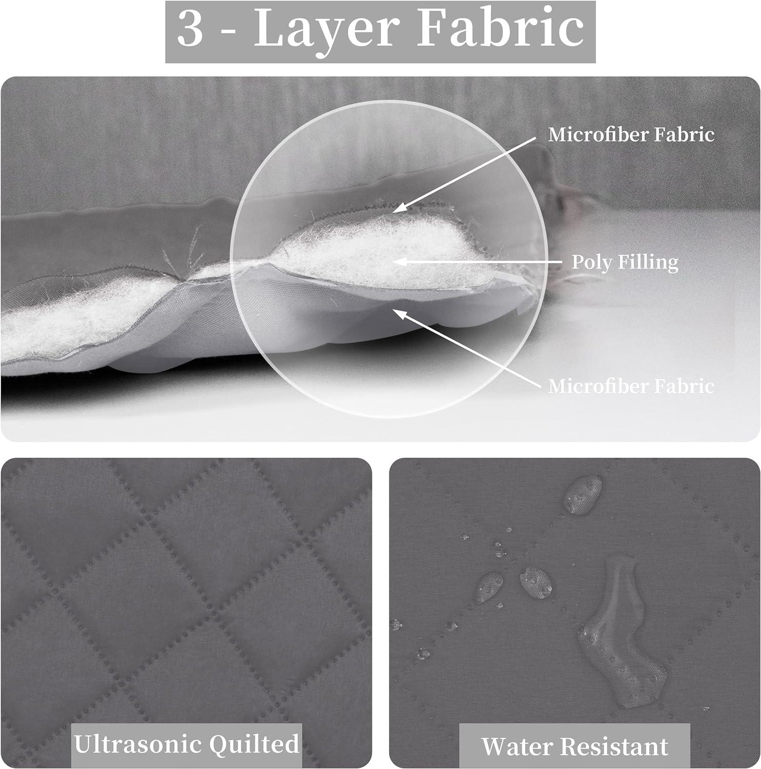 image:imageEasyGoing FullQueen Size Reversible Quilt Set with 1 Quilt and 2 Pillow Shams Soft Bed Quilt Cover Lightweight Microfiber Bedspread Water and Stain Resistant GrayLight GrayGrayLight Gray