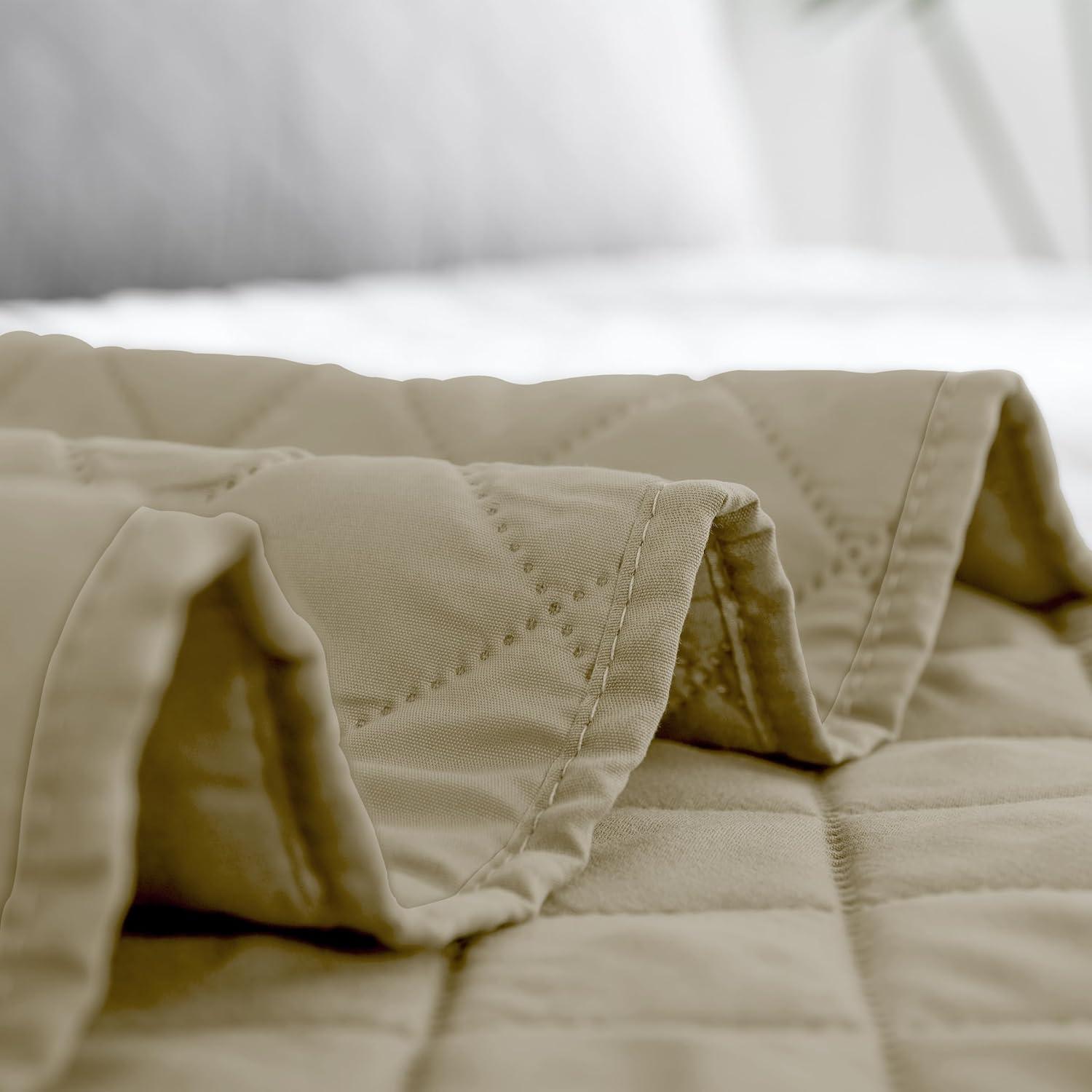 image:imageEasyGoing FullQueen Size Reversible Quilt Set with 1 Quilt and 2 Pillow Shams Soft Bed Quilt Cover Lightweight Microfiber Bedspread Water and Stain Resistant GrayLight GrayBeigeBeige