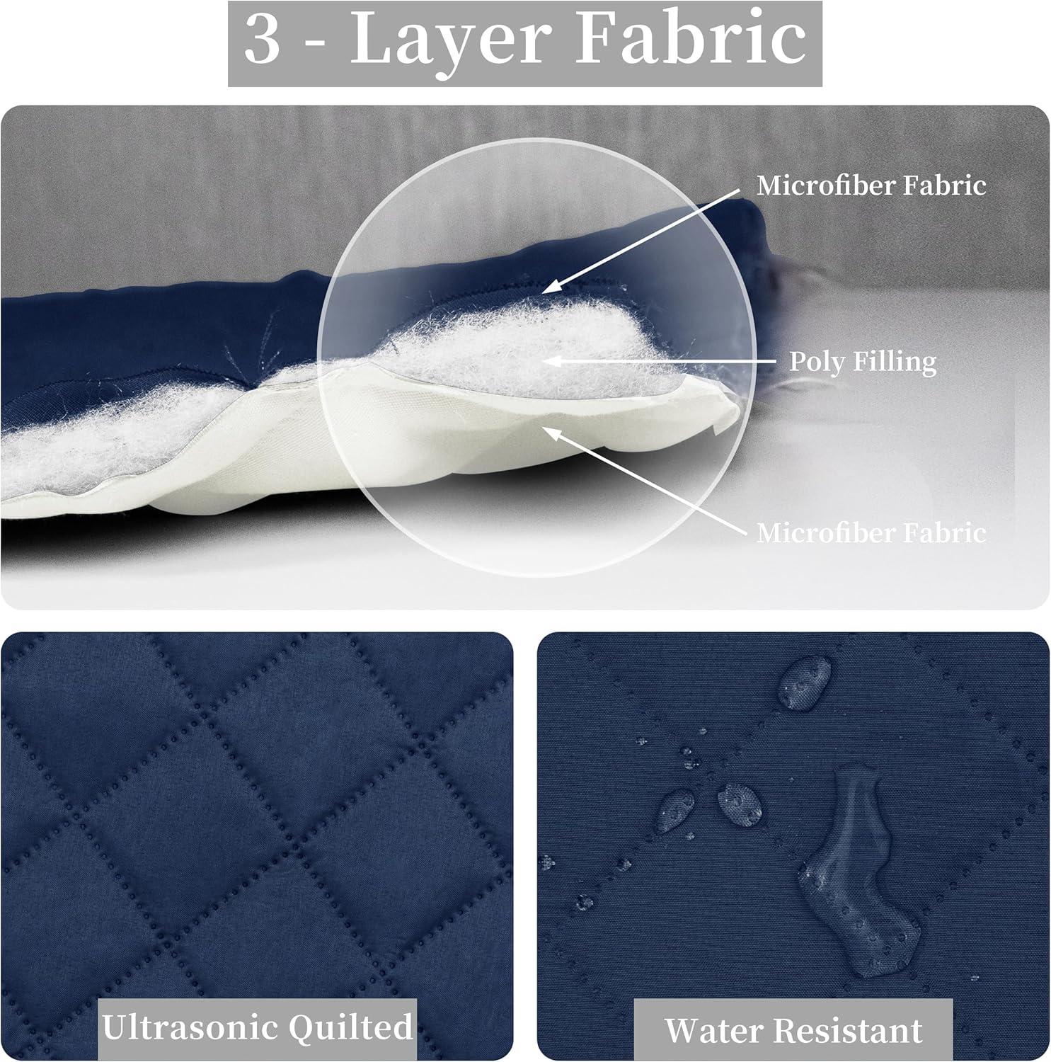 image:imageEasyGoing FullQueen Size Reversible Quilt Set with 1 Quilt and 2 Pillow Shams Soft Bed Quilt Cover Lightweight Microfiber Bedspread Water and Stain Resistant GrayLight GrayNavyIvory