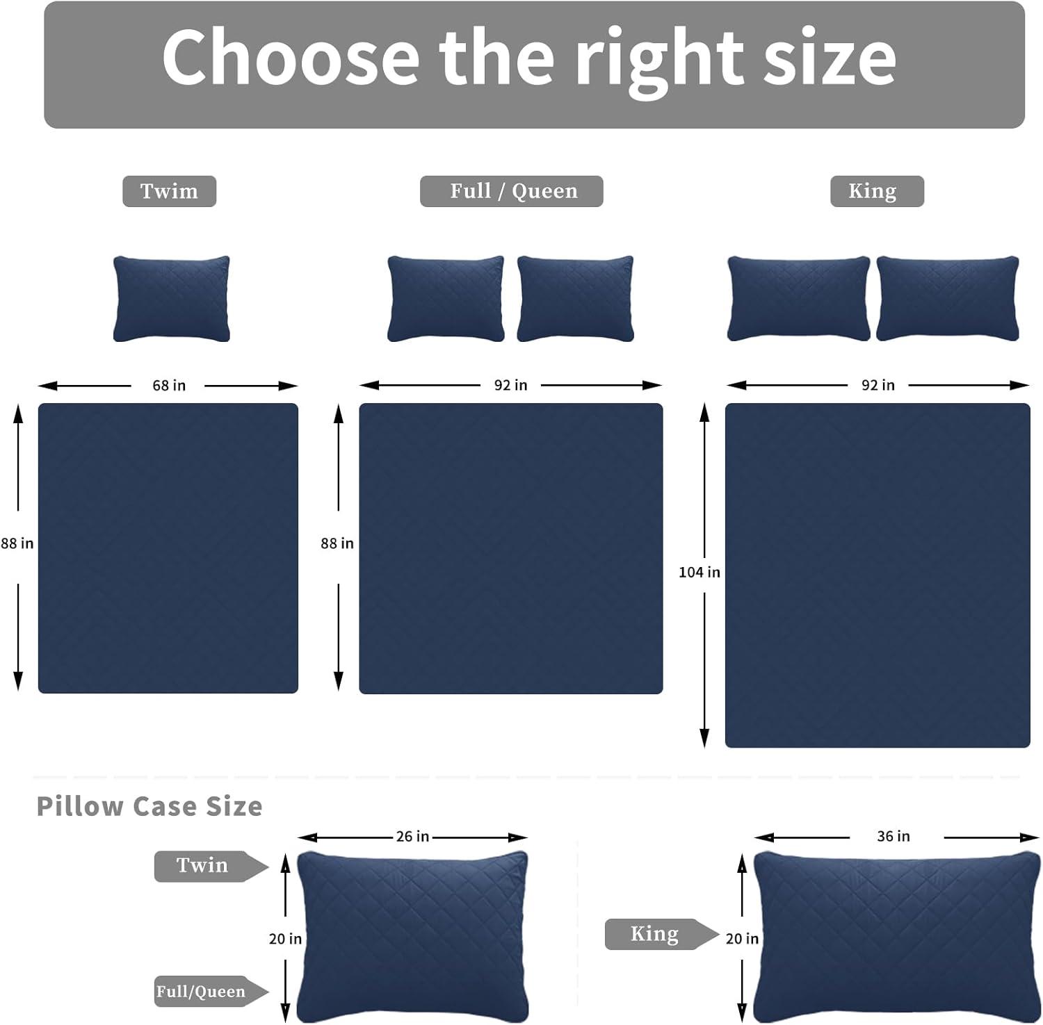 image:imageEasyGoing FullQueen Size Reversible Quilt Set with 1 Quilt and 2 Pillow Shams Soft Bed Quilt Cover Lightweight Microfiber Bedspread Water and Stain Resistant GrayLight GrayDark BlueLight Blue