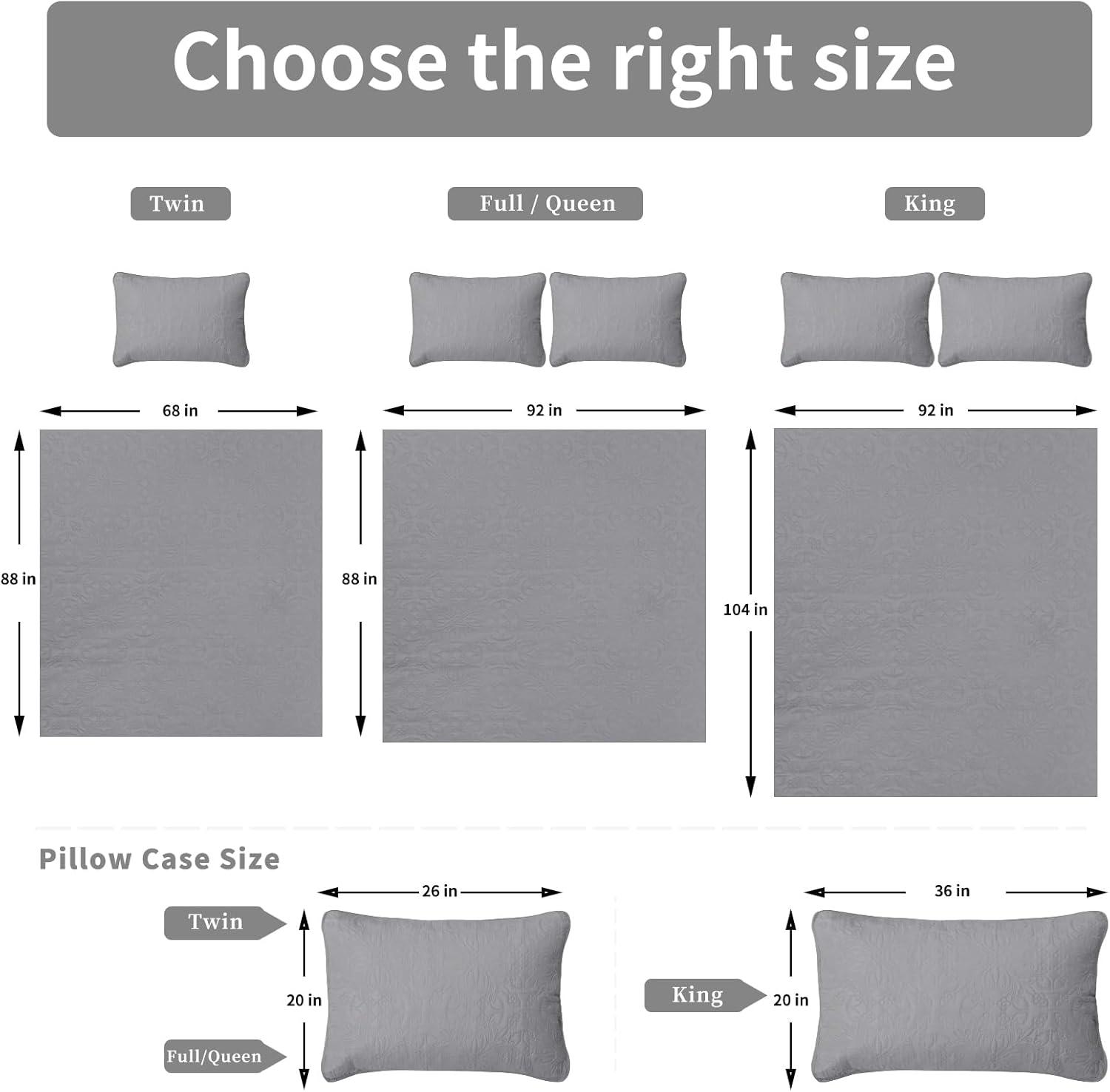 image:imageEasyGoing FullQueen Size Reversible Quilt Set with 1 Quilt and 2 Pillow Shams Soft Bed Quilt Cover Lightweight Microfiber Bedspread Water and Stain Resistant GrayLight GrayDamasklight GrayIvory
