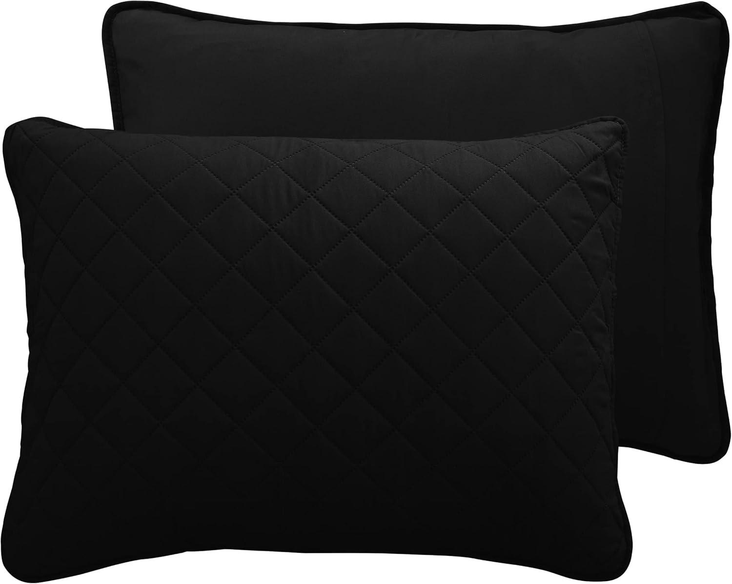 image:imageEasyGoing FullQueen Size Reversible Quilt Set with 1 Quilt and 2 Pillow Shams Soft Bed Quilt Cover Lightweight Microfiber Bedspread Water and Stain Resistant GrayLight GrayBlackBeige