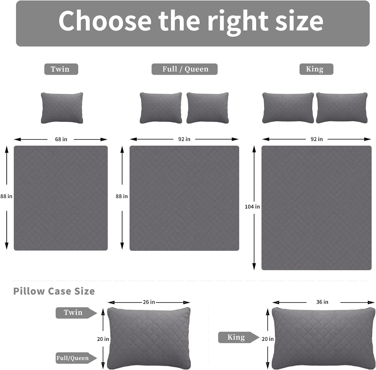 image:imageEasyGoing FullQueen Size Reversible Quilt Set with 1 Quilt and 2 Pillow Shams Soft Bed Quilt Cover Lightweight Microfiber Bedspread Water and Stain Resistant GrayLight GrayGrayLight Gray
