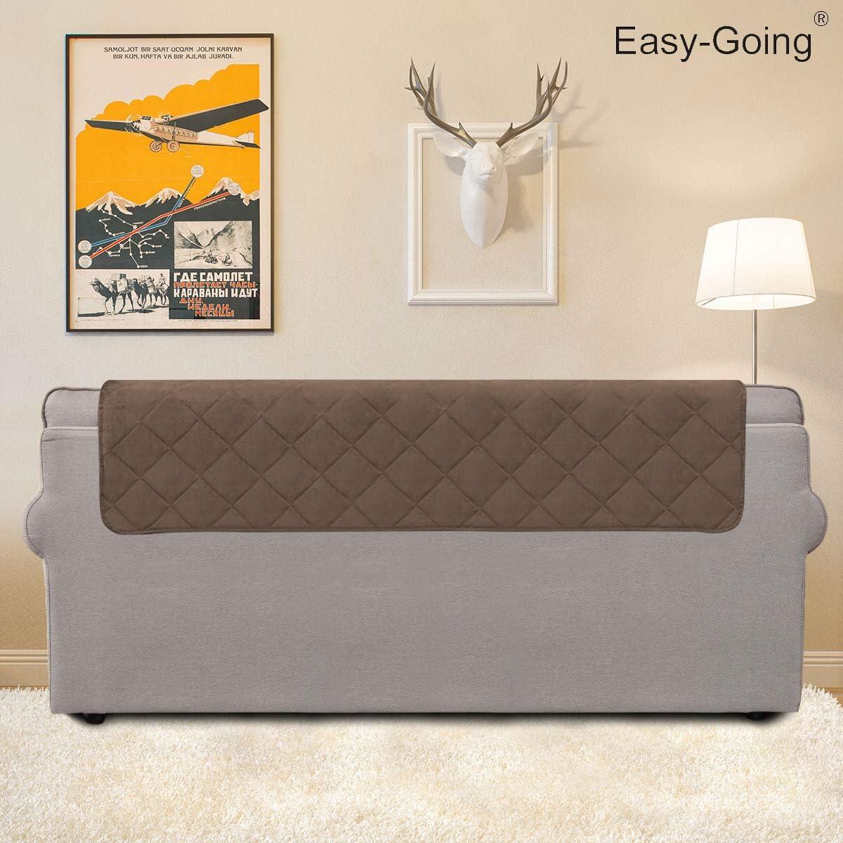 image:imageEasyGoing Micro Suede Sofa Slipcover Sofa Cover Couch Cover with Three Pockets Quilted Pets Covers Plastic Drop Printing PetsKidsChildrenDogCat SofaCamel