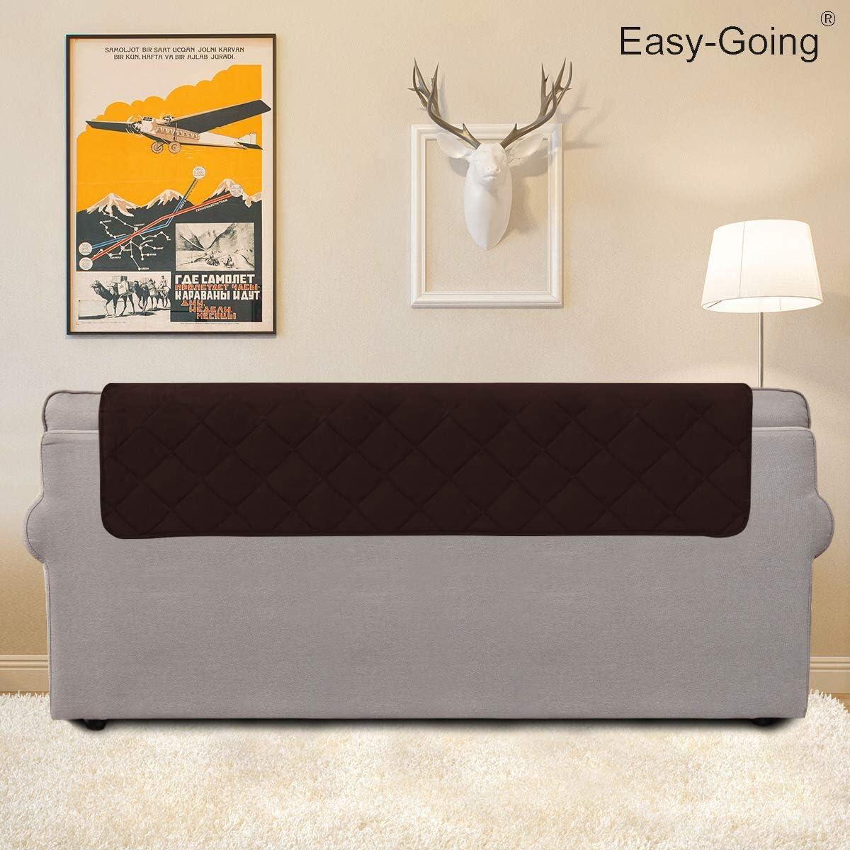 image:imageEasyGoing Micro Suede Sofa Slipcover Sofa Cover Couch Cover with Three Pockets Quilted Pets Covers Plastic Drop Printing PetsKidsChildrenDogCat SofaCoffee