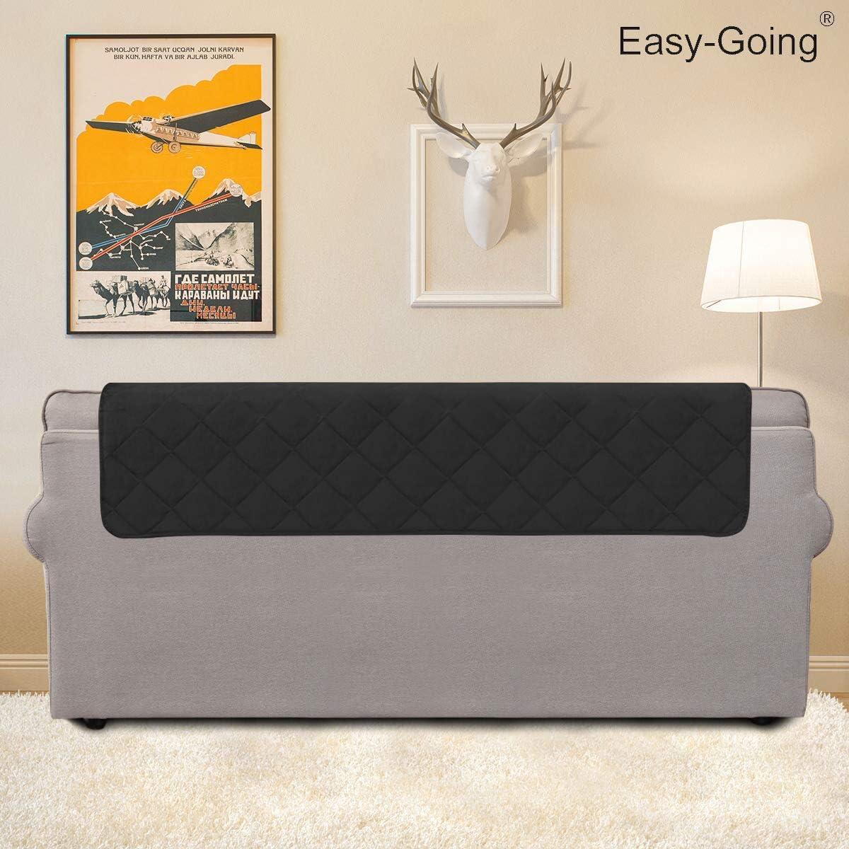 image:imageEasyGoing Micro Suede Sofa Slipcover Sofa Cover Couch Cover with Three Pockets Quilted Pets Covers Plastic Drop Printing PetsKidsChildrenDogCat SofaDark Gray
