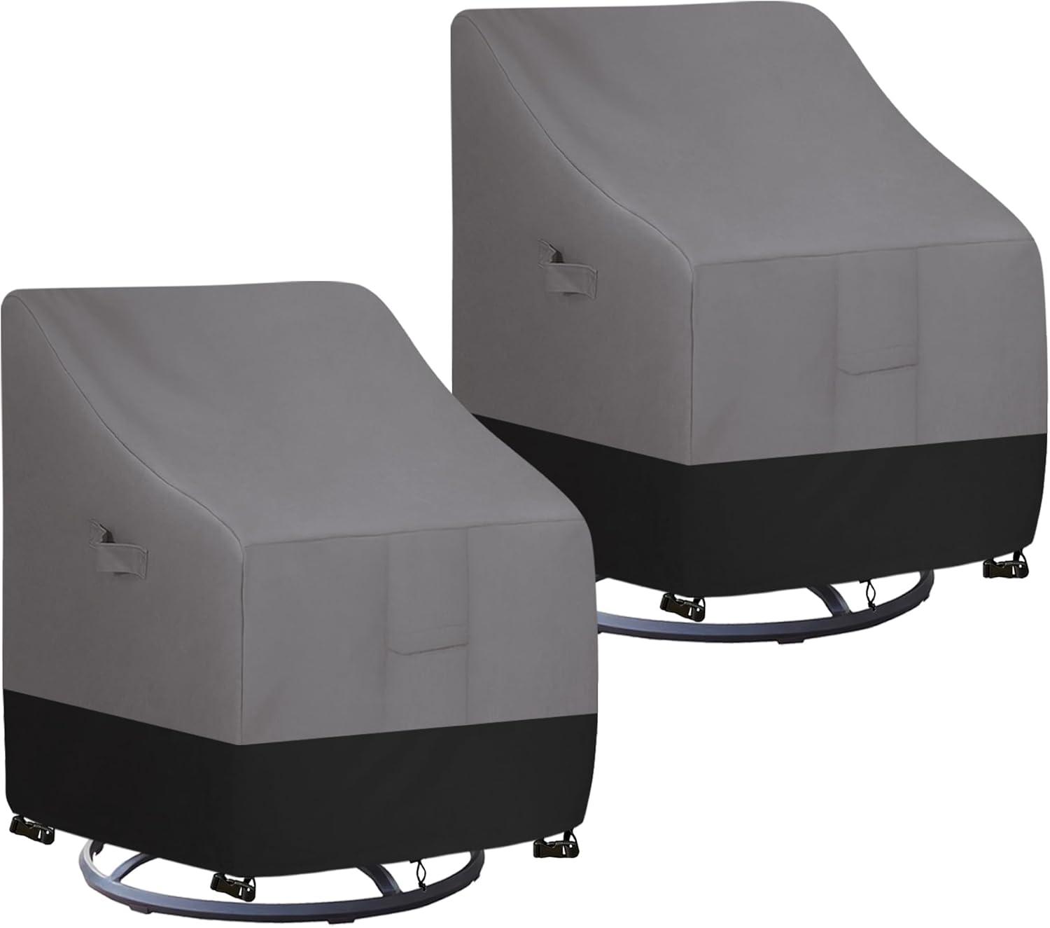 image:imageEasyGoing Outdoor Chair Cover Waterproof Heavy Duty Patio Chair Cover Windproof Outdoor Furniture Cover with Air Vent 2 Pack335Wx315Dx36H inch GrayDark GrayGrayBlack