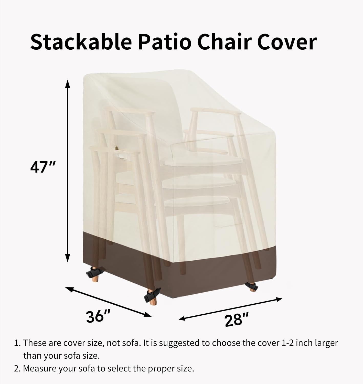 image:imageEasyGoing Outdoor Chair Cover Waterproof Heavy Duty Patio Chair Cover Windproof Outdoor Furniture Cover with Air Vent 2 Pack335Wx315Dx36H inch GrayDark GrayBeigeDark Brown