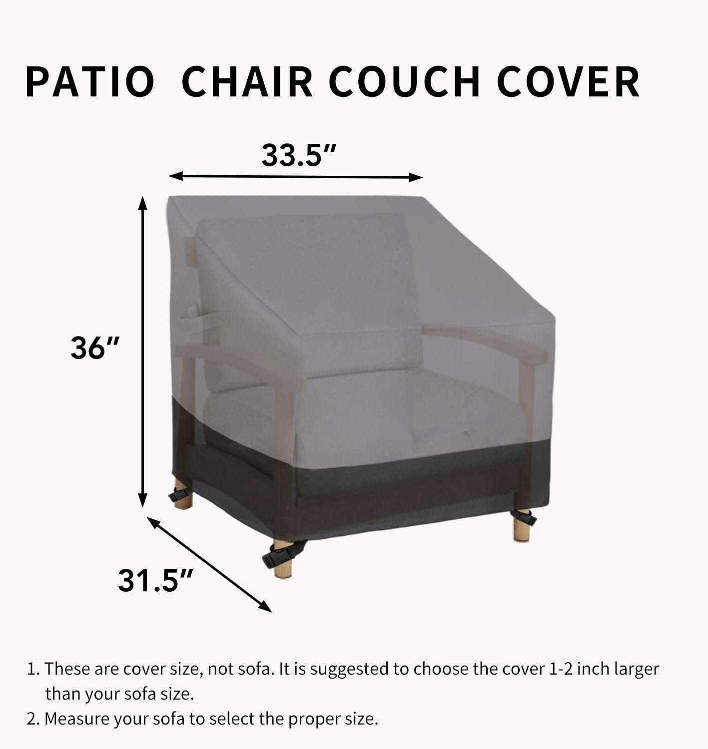image:imageEasyGoing Outdoor Chair Cover Waterproof Heavy Duty Patio Chair Cover Windproof Outdoor Furniture Cover with Air Vent 2 Pack335Wx315Dx36H inch GrayDark GrayGrayBlack