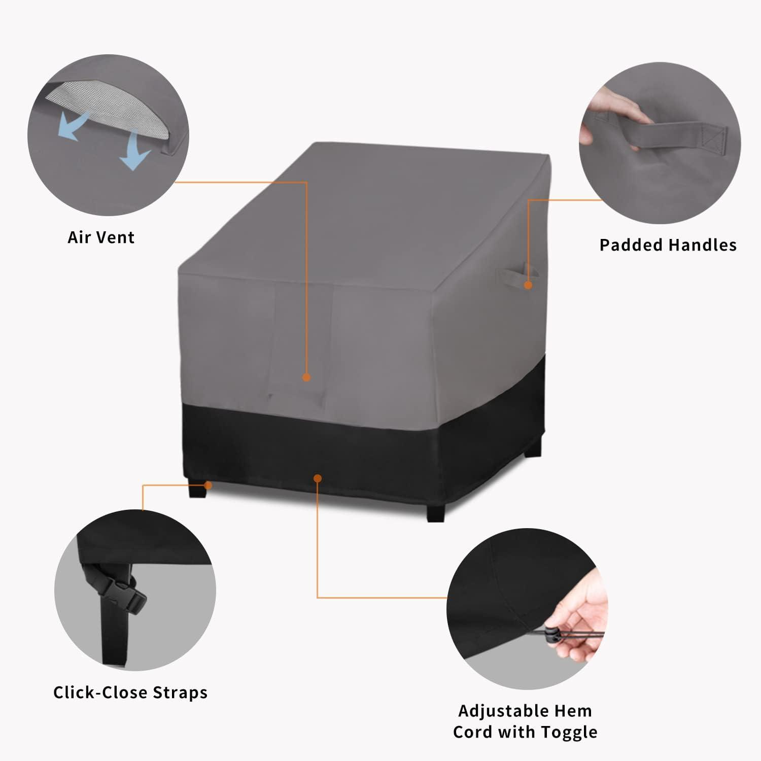 image:imageEasyGoing Outdoor Chair Cover Waterproof Heavy Duty Patio Chair Cover Windproof Outdoor Furniture Cover with Air Vent 2 Pack335Wx315Dx36H inch GrayDark GrayGrayBlack