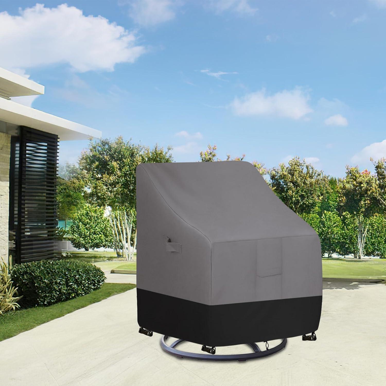 image:imageEasyGoing Outdoor Chair Cover Waterproof Heavy Duty Patio Chair Cover Windproof Outdoor Furniture Cover with Air Vent 2 Pack335Wx315Dx36H inch GrayDark GrayGrayBlack