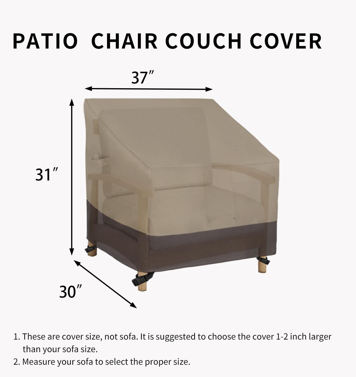 image:imageEasyGoing Outdoor Chair Cover Waterproof Heavy Duty Patio Chair Cover Windproof Outdoor Furniture Cover with Air Vent 2 Pack335Wx315Dx36H inch GrayDark GrayCamelDark Brown