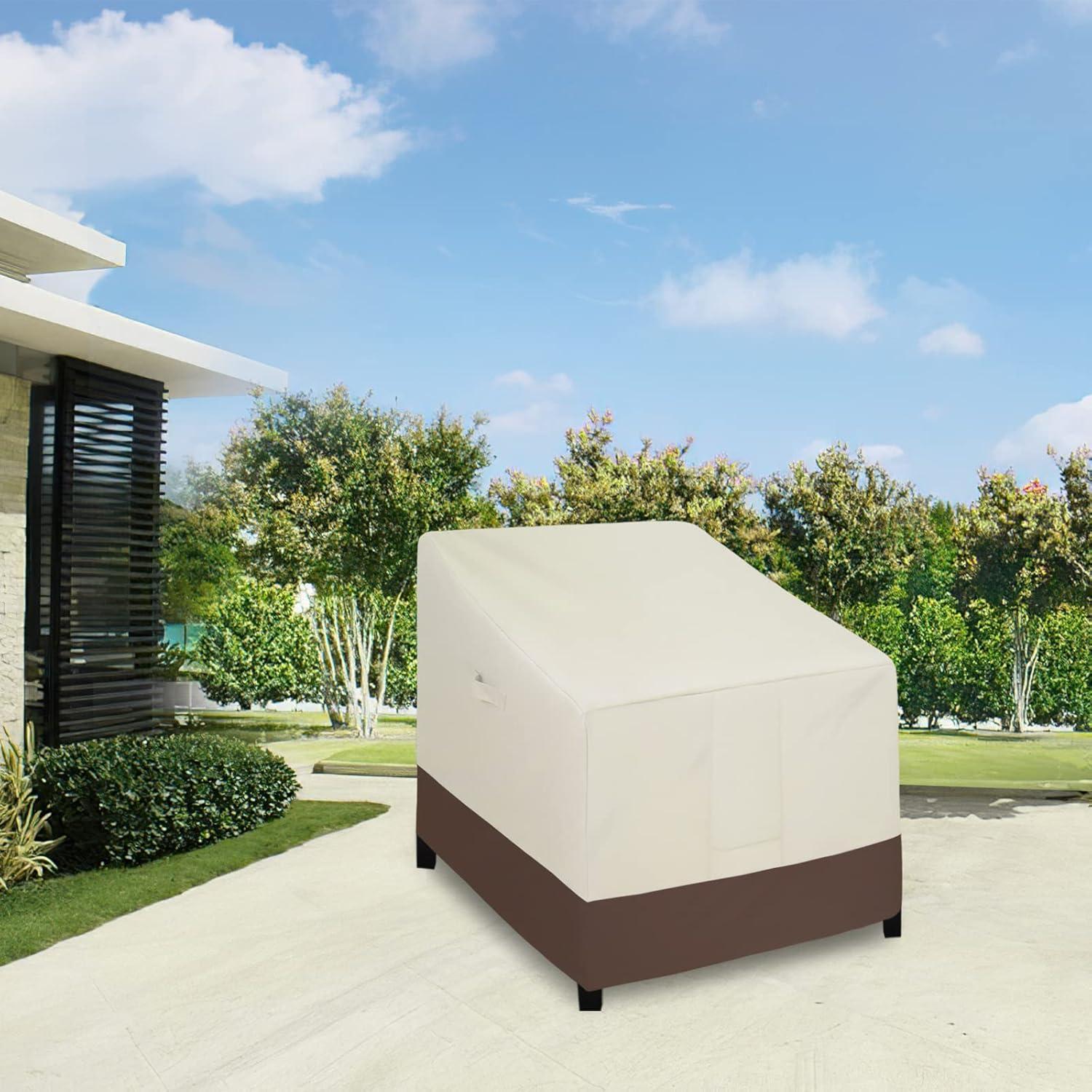 image:imageEasyGoing Outdoor Chair Cover Waterproof Heavy Duty Patio Chair Cover Windproof Outdoor Furniture Cover with Air Vent 2 Pack335Wx315Dx36H inch GrayDark GrayBeigeDark Brown