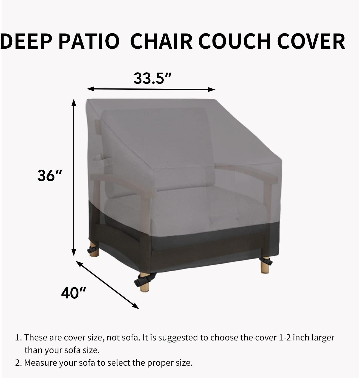 image:imageEasyGoing Outdoor Chair Cover Waterproof Heavy Duty Patio Chair Cover Windproof Outdoor Furniture Cover with Air Vent 2 Pack335Wx315Dx36H inch GrayDark GrayGrayBlack
