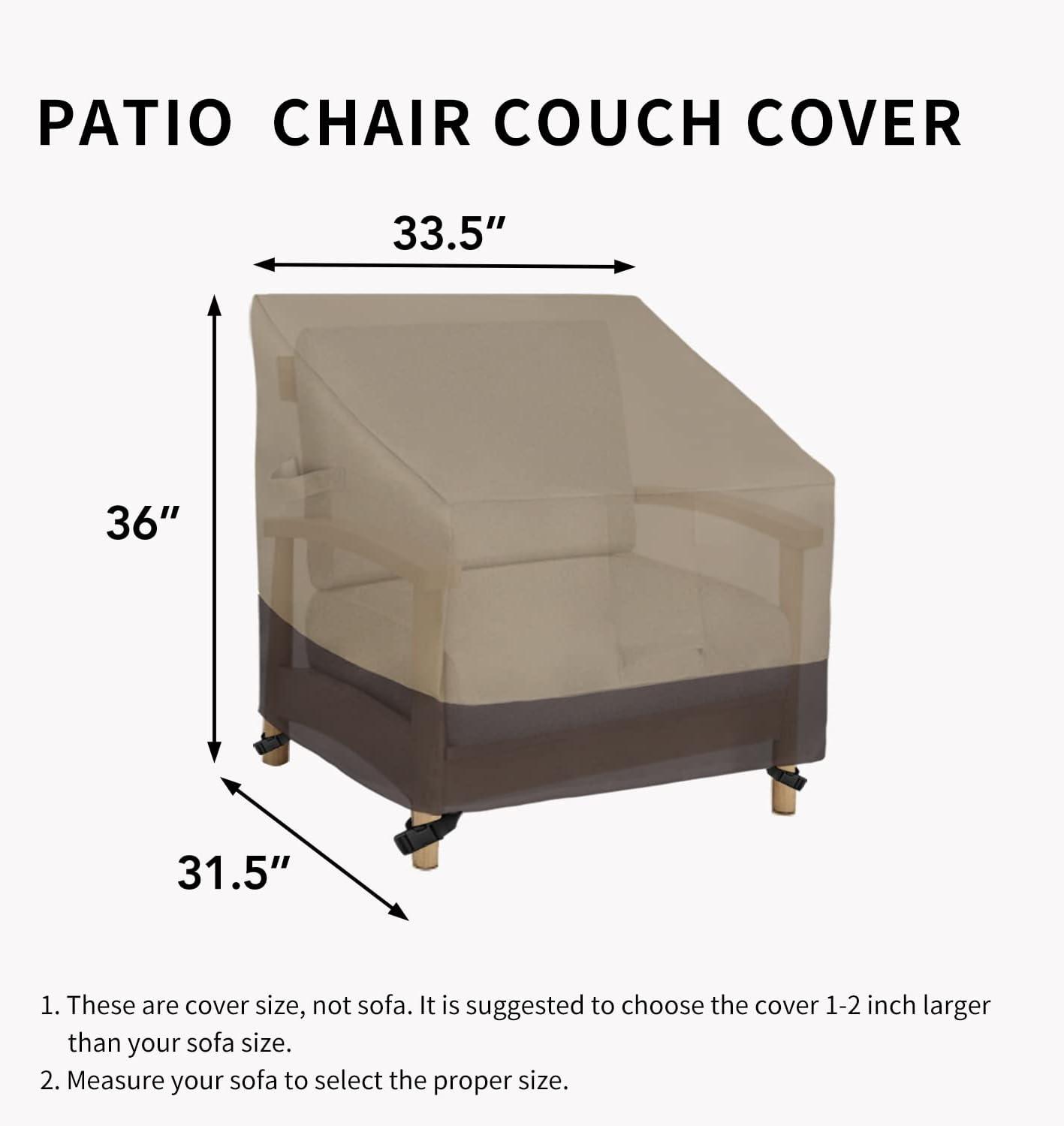 image:imageEasyGoing Outdoor Chair Cover Waterproof Heavy Duty Patio Chair Cover Windproof Outdoor Furniture Cover with Air Vent 2 Pack335Wx315Dx36H inch GrayDark GrayCamelDark Brown