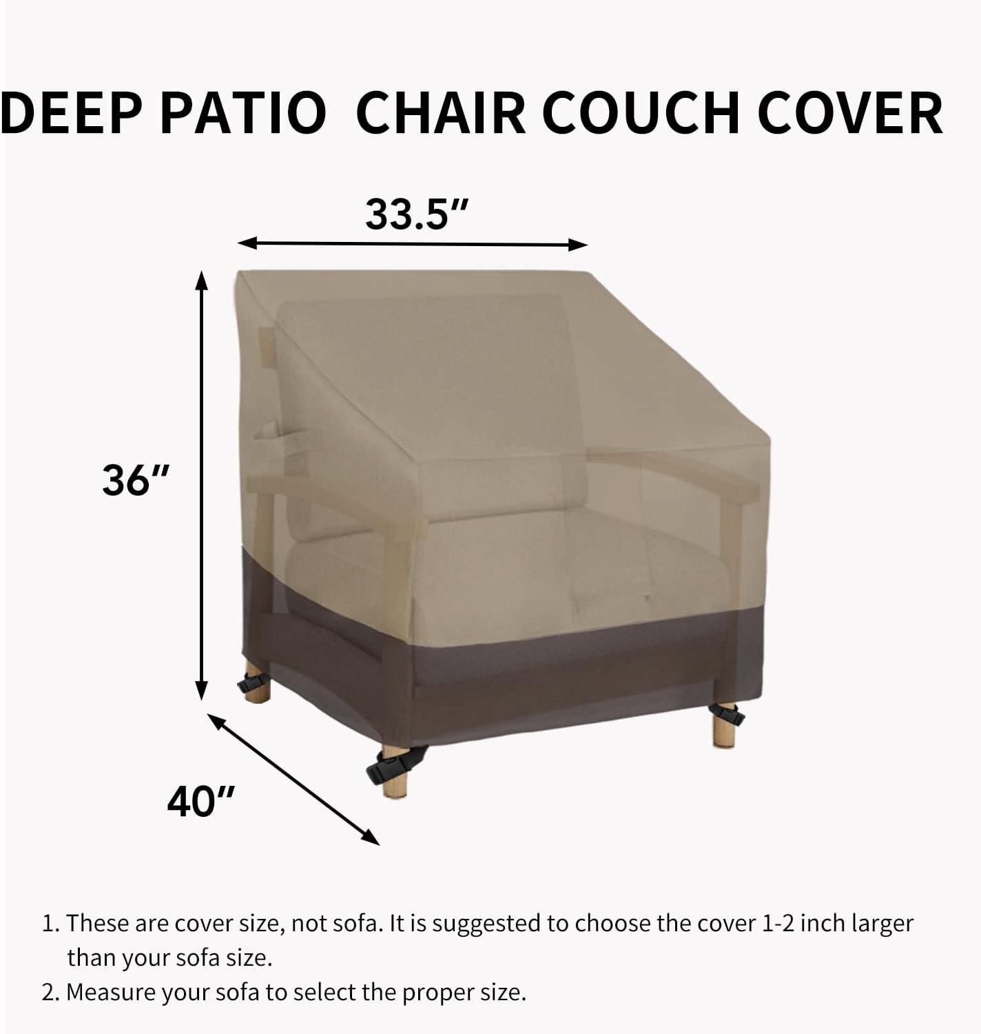 image:imageEasyGoing Outdoor Chair Cover Waterproof Heavy Duty Patio Chair Cover Windproof Outdoor Furniture Cover with Air Vent 2 Pack335Wx315Dx36H inch GrayDark GrayCamelDark Brown