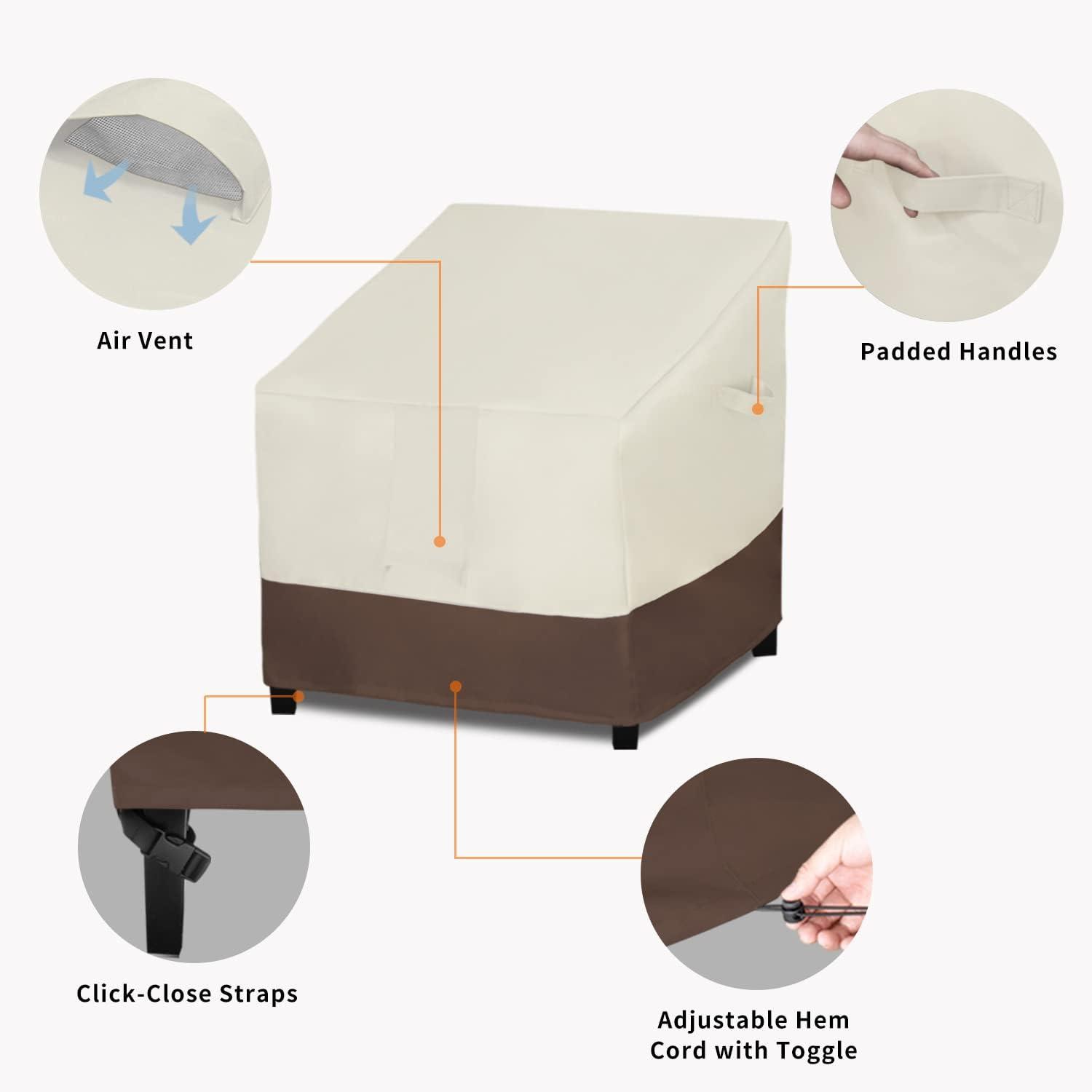 image:imageEasyGoing Outdoor Chair Cover Waterproof Heavy Duty Patio Chair Cover Windproof Outdoor Furniture Cover with Air Vent 2 Pack335Wx315Dx36H inch GrayDark GrayBeigeDark Brown