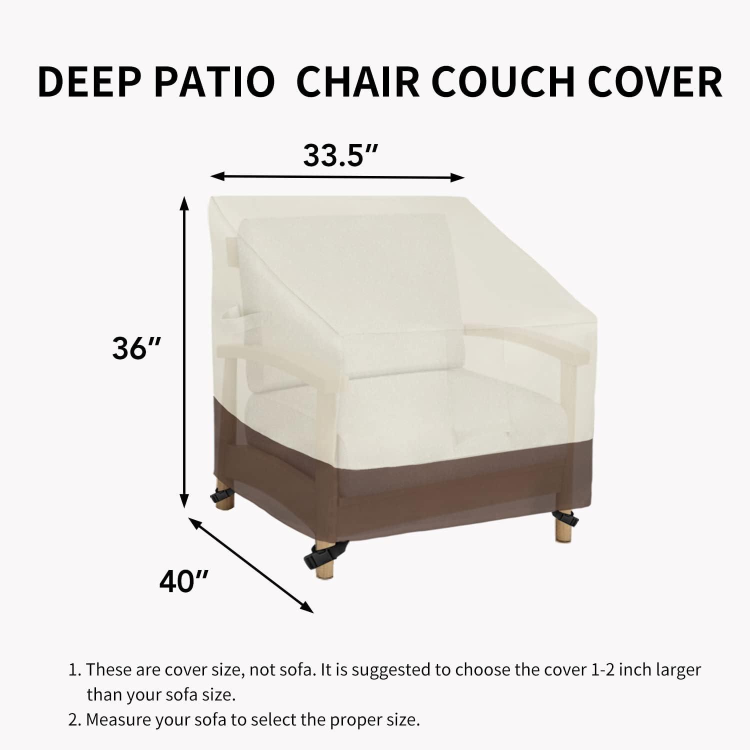 image:imageEasyGoing Outdoor Chair Cover Waterproof Heavy Duty Patio Chair Cover Windproof Outdoor Furniture Cover with Air Vent 2 Pack335Wx315Dx36H inch GrayDark GrayBeigeDark Brown