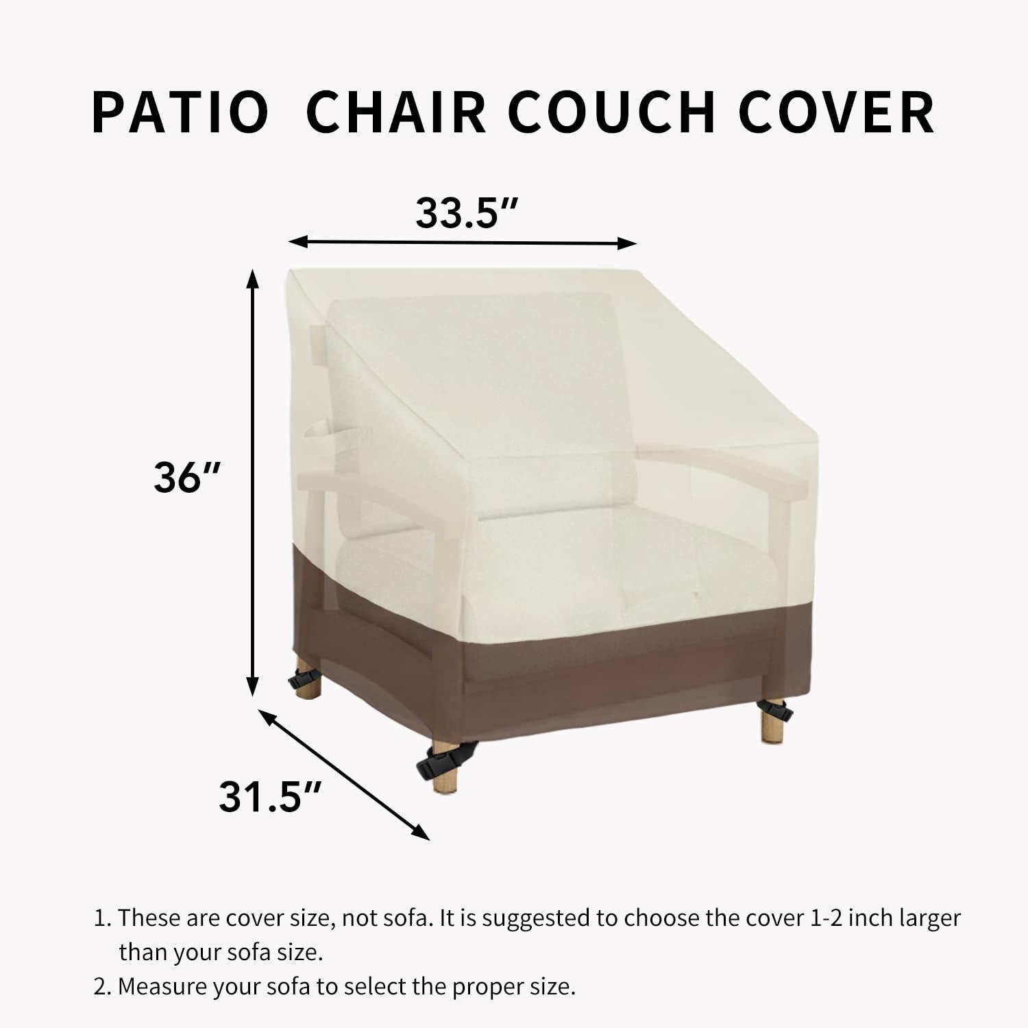 image:imageEasyGoing Outdoor Chair Cover Waterproof Heavy Duty Patio Chair Cover Windproof Outdoor Furniture Cover with Air Vent 2 Pack335Wx315Dx36H inch GrayDark GrayBeigeDark Brown