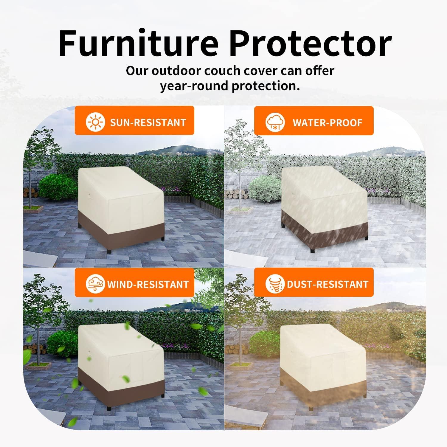 image:imageEasyGoing Outdoor Chair Cover Waterproof Heavy Duty Patio Chair Cover Windproof Outdoor Furniture Cover with Air Vent 2 Pack335Wx315Dx36H inch GrayDark GrayBeigeDark Brown