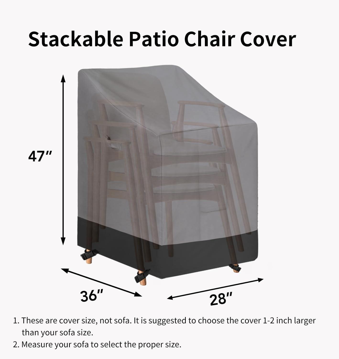 image:imageEasyGoing Outdoor Chair Cover Waterproof Heavy Duty Patio Chair Cover Windproof Outdoor Furniture Cover with Air Vent 2 Pack335Wx315Dx36H inch GrayDark GrayGrayBlack