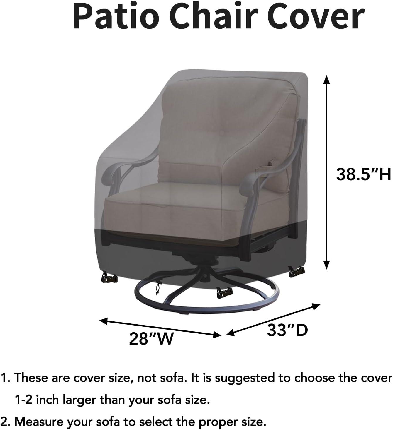 image:imageEasyGoing Outdoor Chair Cover Waterproof Heavy Duty Patio Chair Cover Windproof Outdoor Furniture Cover with Air Vent 2 Pack335Wx315Dx36H inch GrayDark GrayGrayBlack