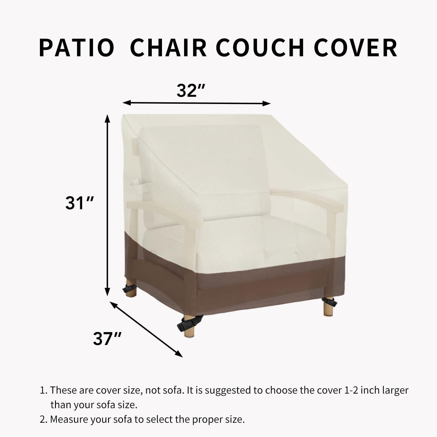 image:imageEasyGoing Outdoor Chair Cover Waterproof Heavy Duty Patio Chair Cover Windproof Outdoor Furniture Cover with Air Vent 2 Pack335Wx315Dx36H inch GrayDark GrayBeigeDark Brown