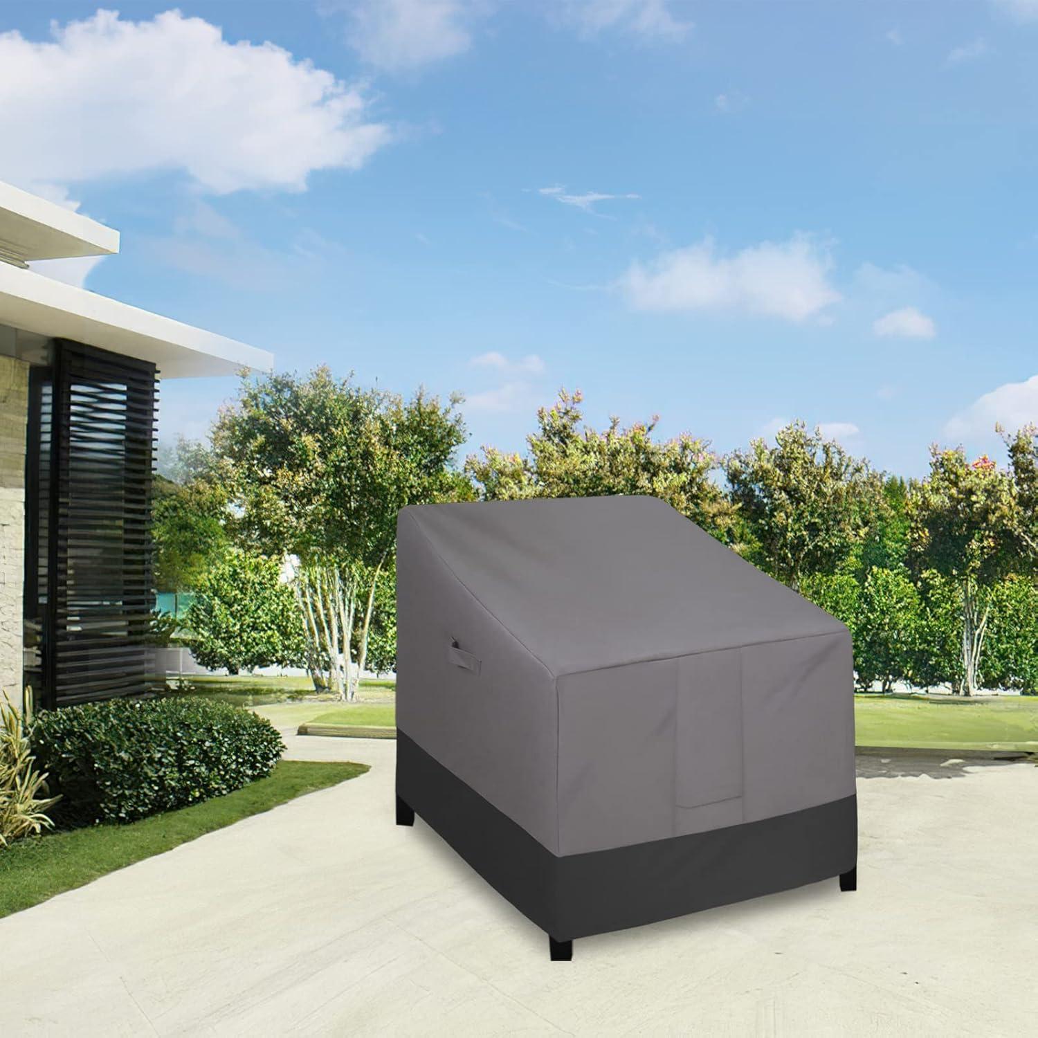 image:imageEasyGoing Outdoor Chair Cover Waterproof Heavy Duty Patio Chair Cover Windproof Outdoor Furniture Cover with Air Vent 2 Pack335Wx315Dx36H inch GrayDark GrayGrayBlack