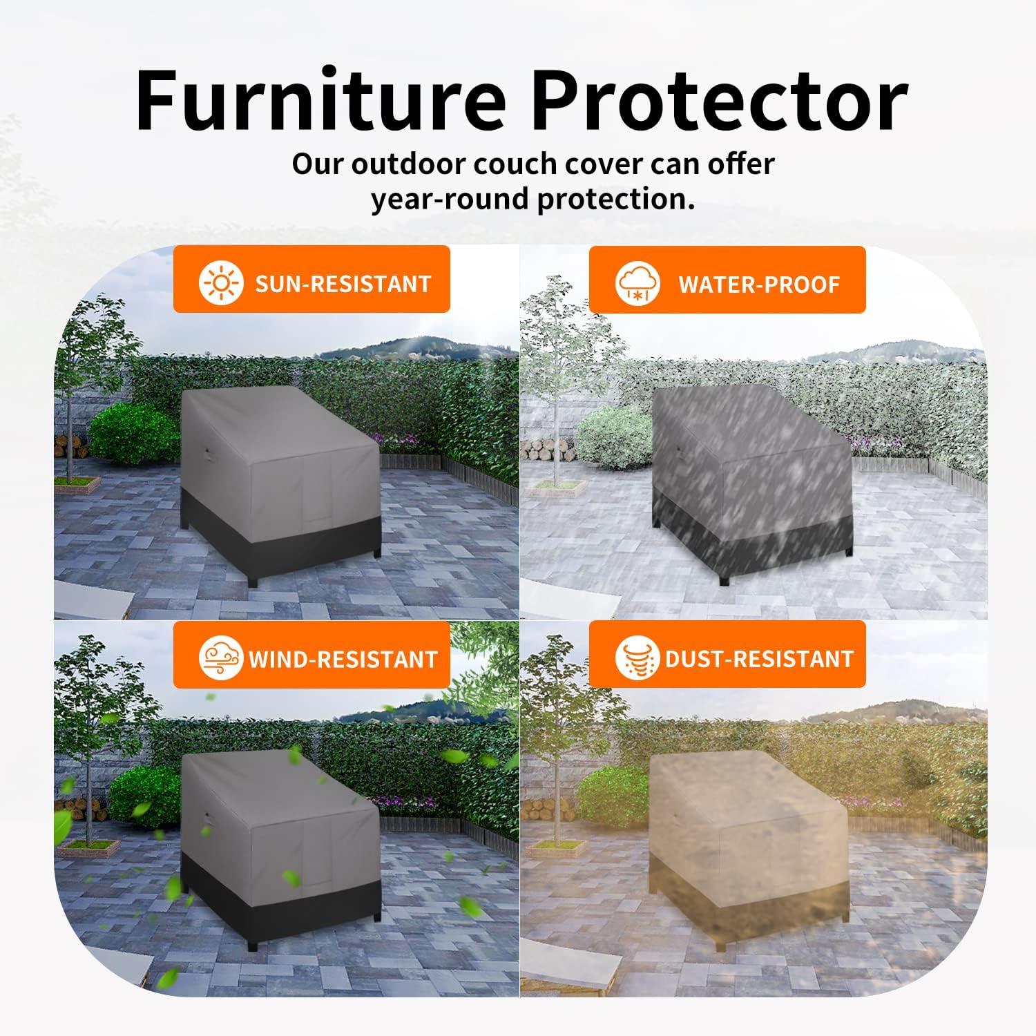 image:imageEasyGoing Outdoor Chair Cover Waterproof Heavy Duty Patio Chair Cover Windproof Outdoor Furniture Cover with Air Vent 2 Pack335Wx315Dx36H inch GrayDark GrayGrayBlack