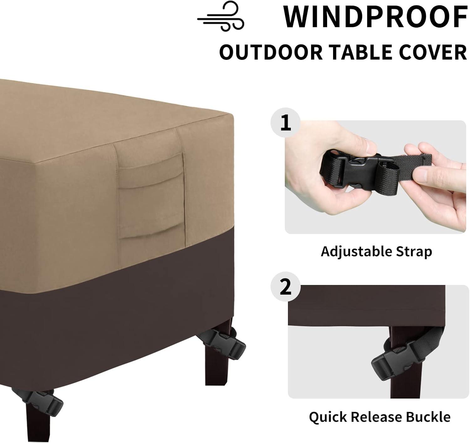 image:imageEasyGoing Outdoor Ottoman Cover Heavy Duty Waterproof Patio Furniture Cover with Padded Handles 1 Pack25x25x17 GrayDark GrayCamelDark Brown