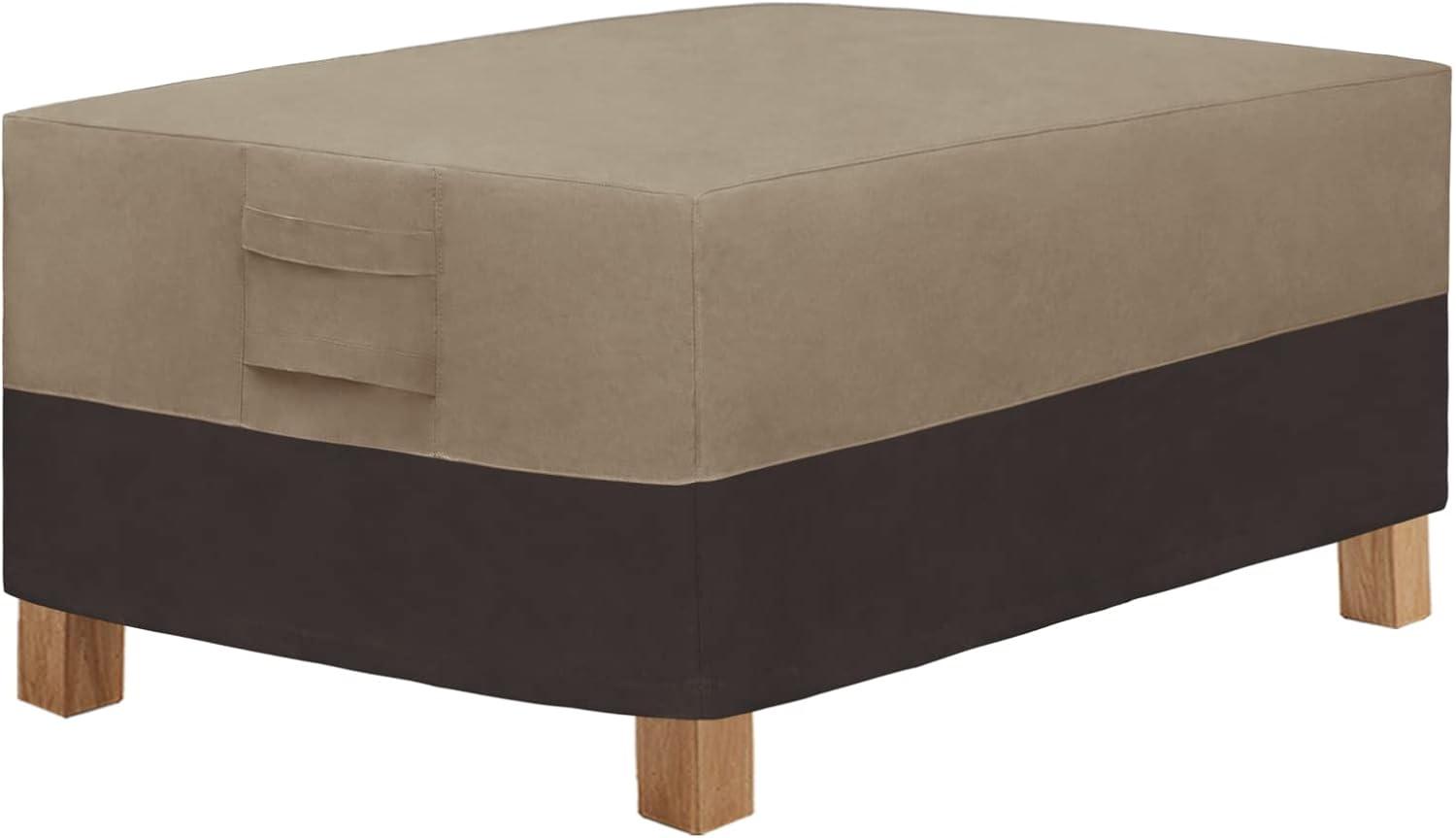 image:imageEasyGoing Outdoor Ottoman Cover Heavy Duty Waterproof Patio Furniture Cover with Padded Handles 1 Pack25x25x17 GrayDark GrayCamelDark Brown