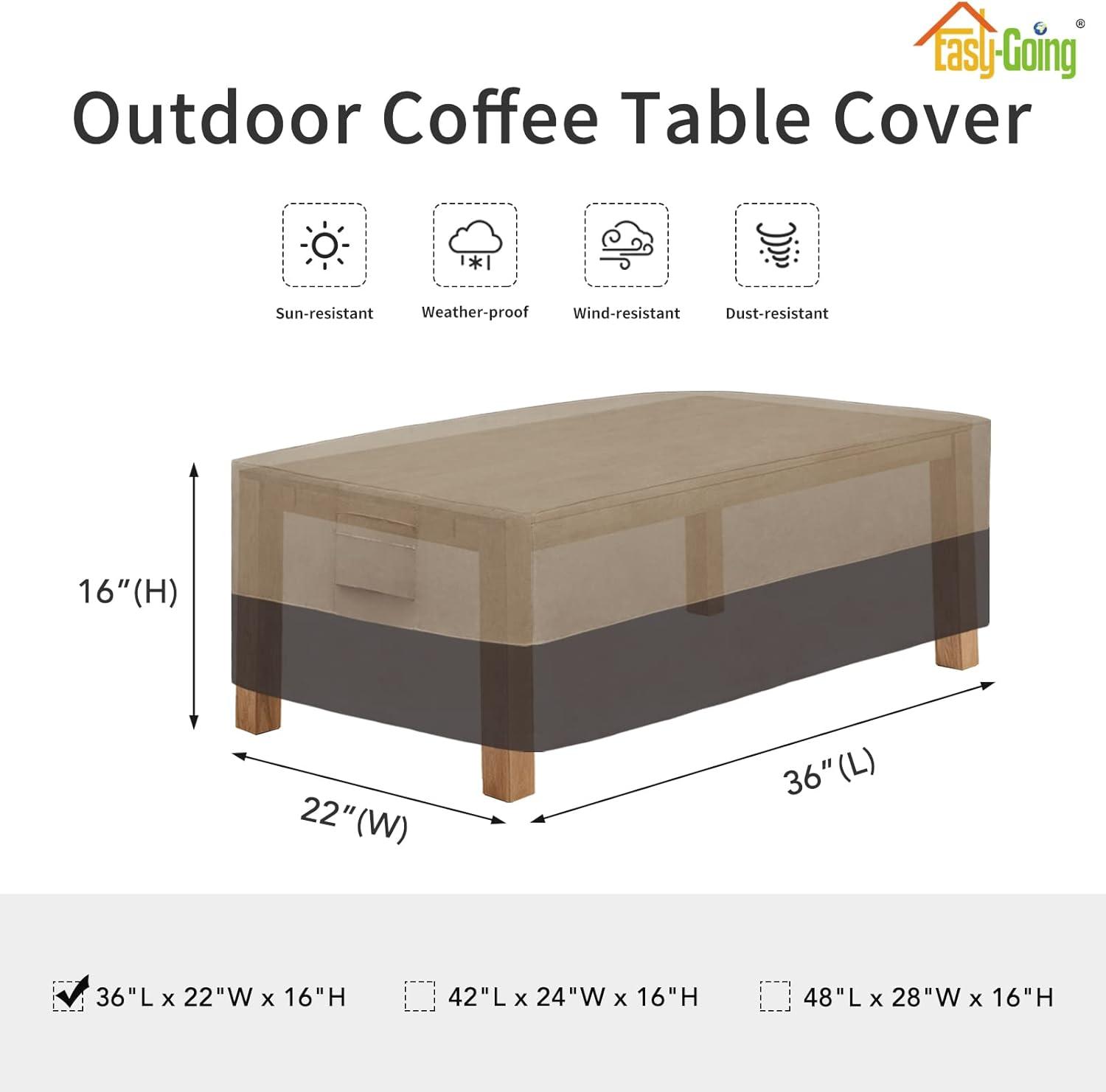 image:imageEasyGoing Outdoor Ottoman Cover Heavy Duty Waterproof Patio Furniture Cover with Padded Handles 1 Pack25x25x17 GrayDark GrayCamelDark Brown