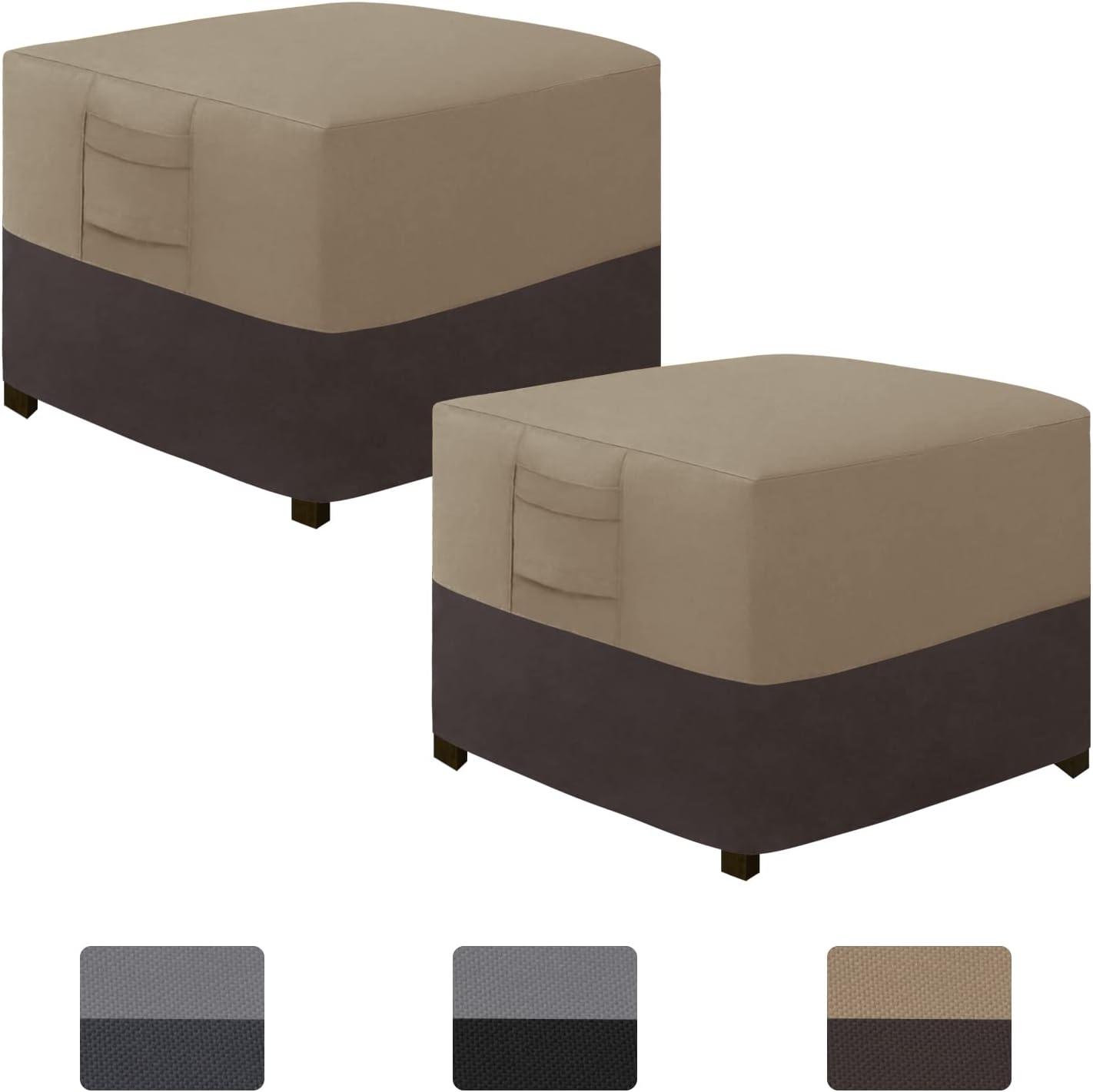 image:imageEasyGoing Outdoor Ottoman Cover Heavy Duty Waterproof Patio Furniture Cover with Padded Handles 1 Pack25x25x17 GrayDark GrayCamelDark Brown