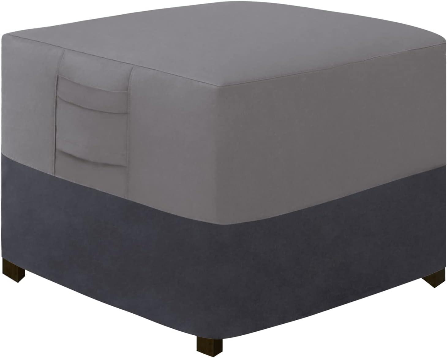 image:imageEasyGoing Outdoor Ottoman Cover Heavy Duty Waterproof Patio Furniture Cover with Padded Handles 1 Pack25x25x17 GrayDark GrayGrayDark Gray