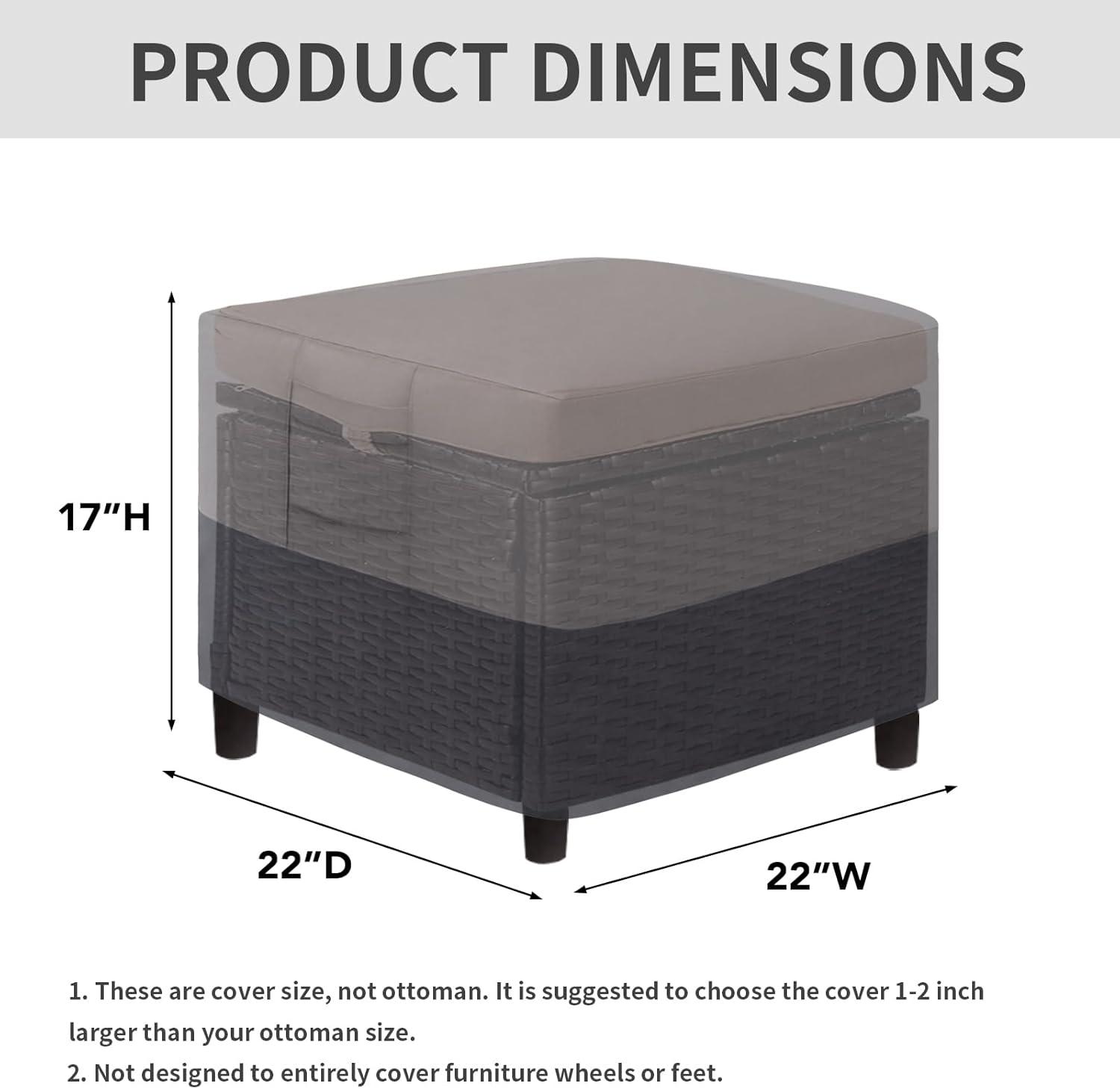 image:imageEasyGoing Outdoor Ottoman Cover Heavy Duty Waterproof Patio Furniture Cover with Padded Handles 1 Pack25x25x17 GrayDark GrayGrayDark Gray