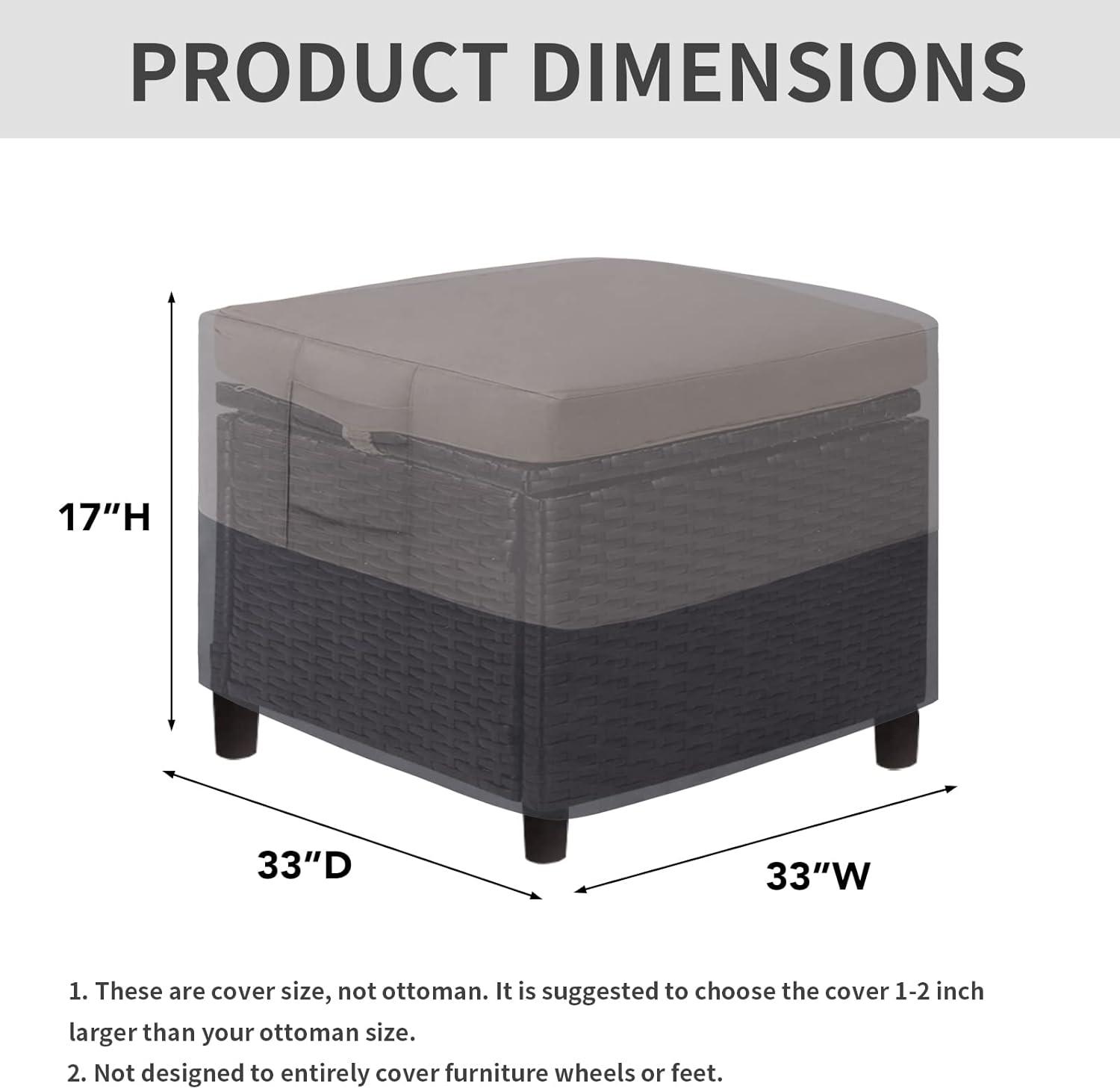 image:imageEasyGoing Outdoor Ottoman Cover Heavy Duty Waterproof Patio Furniture Cover with Padded Handles 1 Pack25x25x17 GrayDark GrayGrayDark Gray