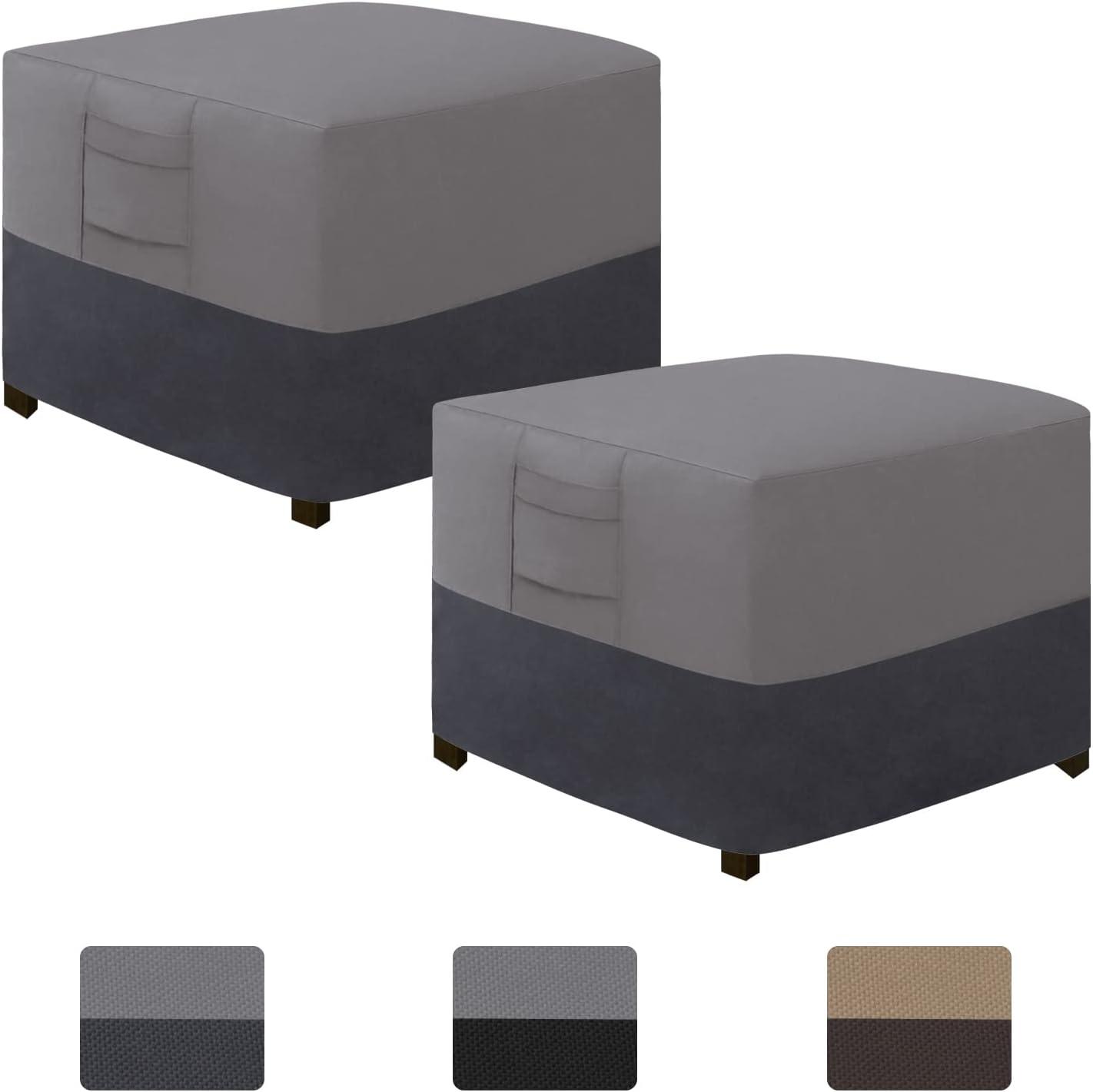 image:imageEasyGoing Outdoor Ottoman Cover Heavy Duty Waterproof Patio Furniture Cover with Padded Handles 1 Pack25x25x17 GrayDark GrayGrayDark Gray