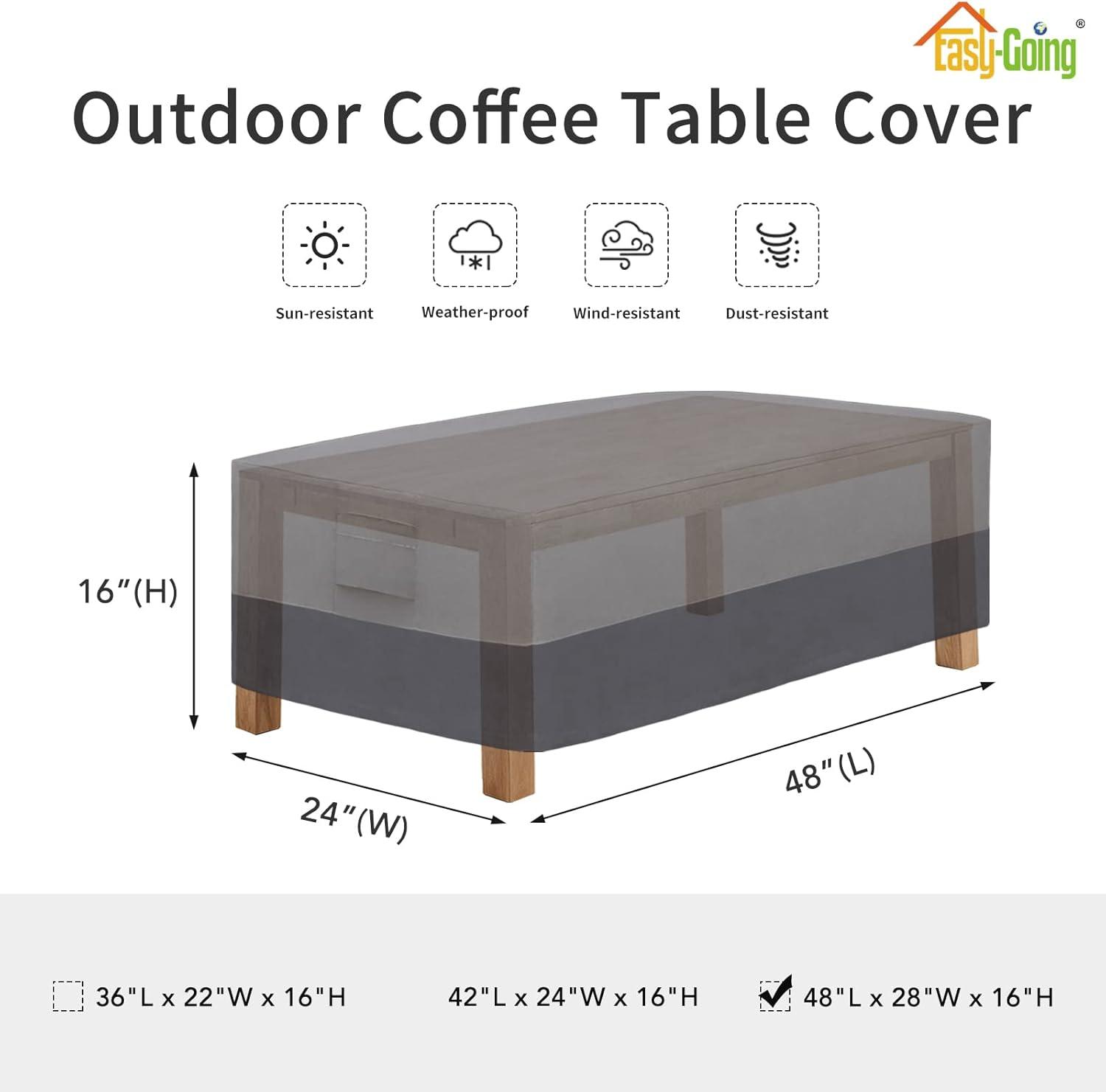 image:imageEasyGoing Outdoor Ottoman Cover Heavy Duty Waterproof Patio Furniture Cover with Padded Handles 1 Pack25x25x17 GrayDark GrayGrayDark Gray