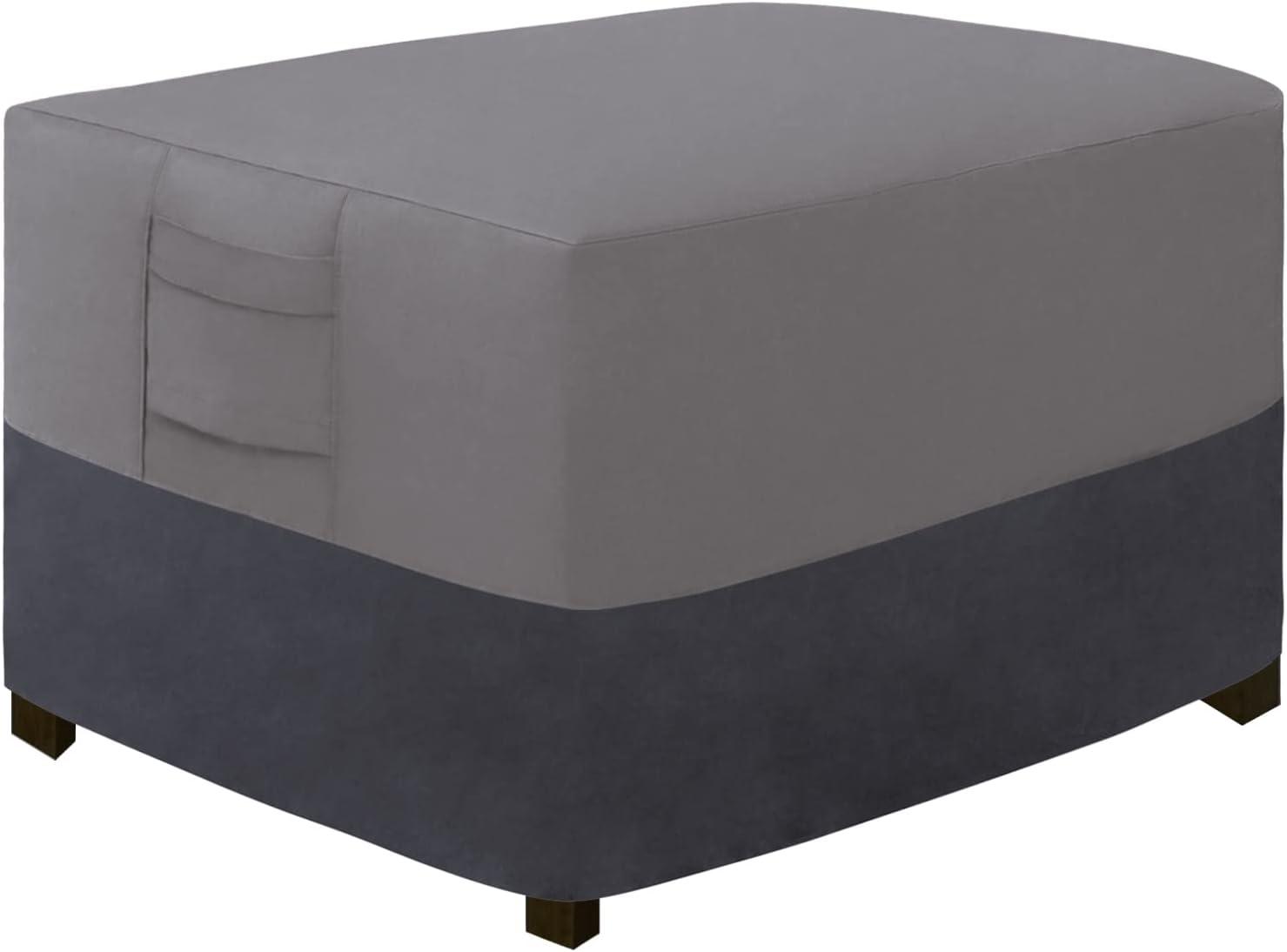 image:imageEasyGoing Outdoor Ottoman Cover Heavy Duty Waterproof Patio Furniture Cover with Padded Handles 1 Pack25x25x17 GrayDark GrayGrayDark Gray