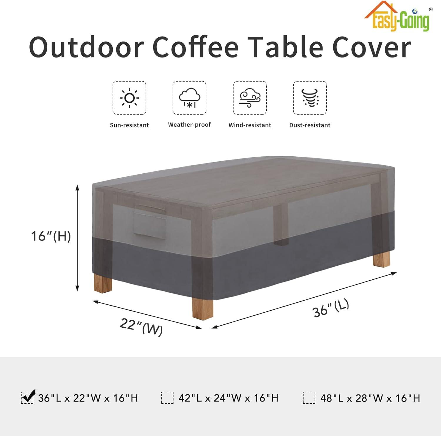 image:imageEasyGoing Outdoor Ottoman Cover Heavy Duty Waterproof Patio Furniture Cover with Padded Handles 1 Pack25x25x17 GrayDark GrayGrayDark Gray