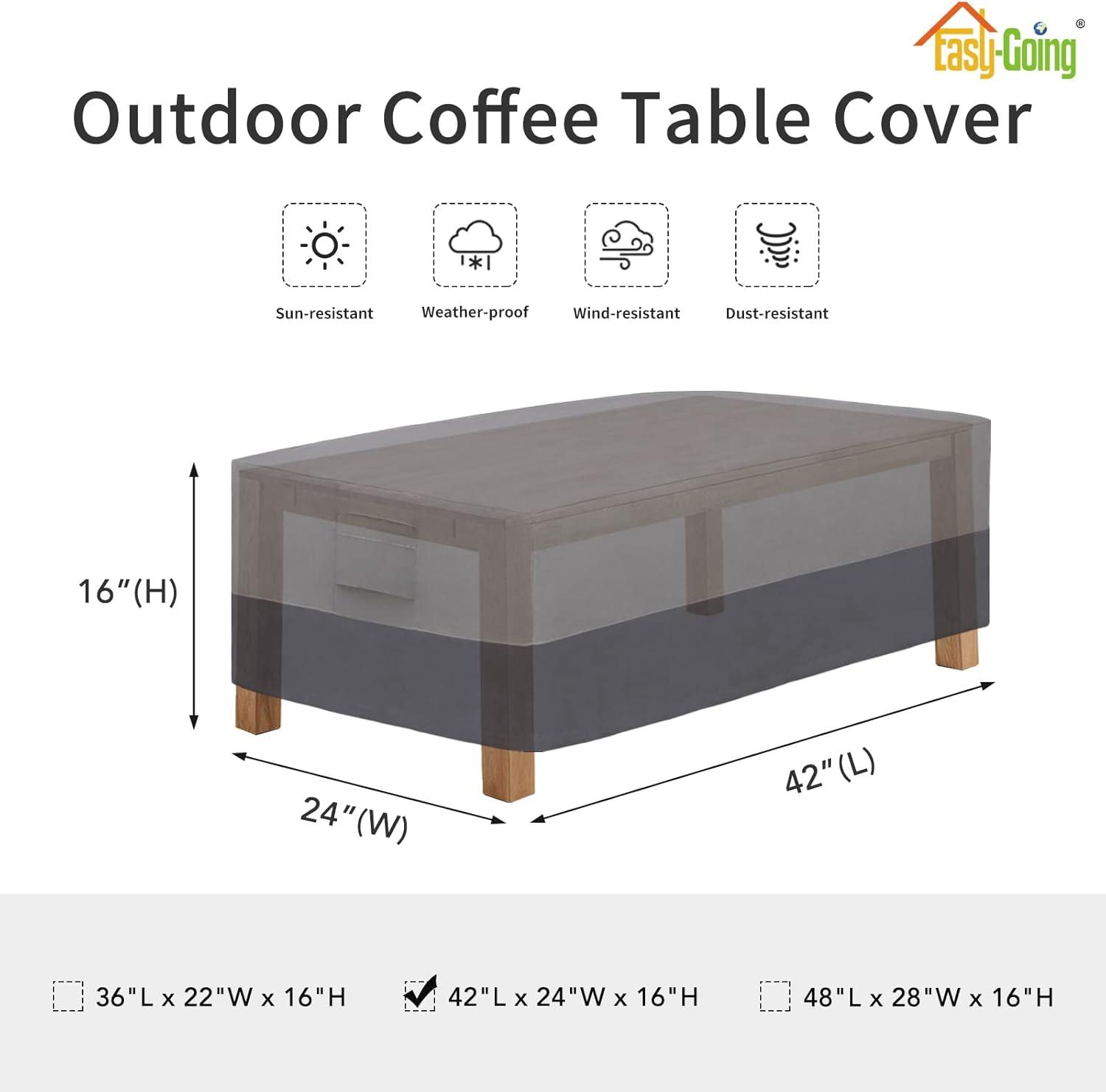 image:imageEasyGoing Outdoor Ottoman Cover Heavy Duty Waterproof Patio Furniture Cover with Padded Handles 1 Pack25x25x17 GrayDark GrayGrayDark Gray