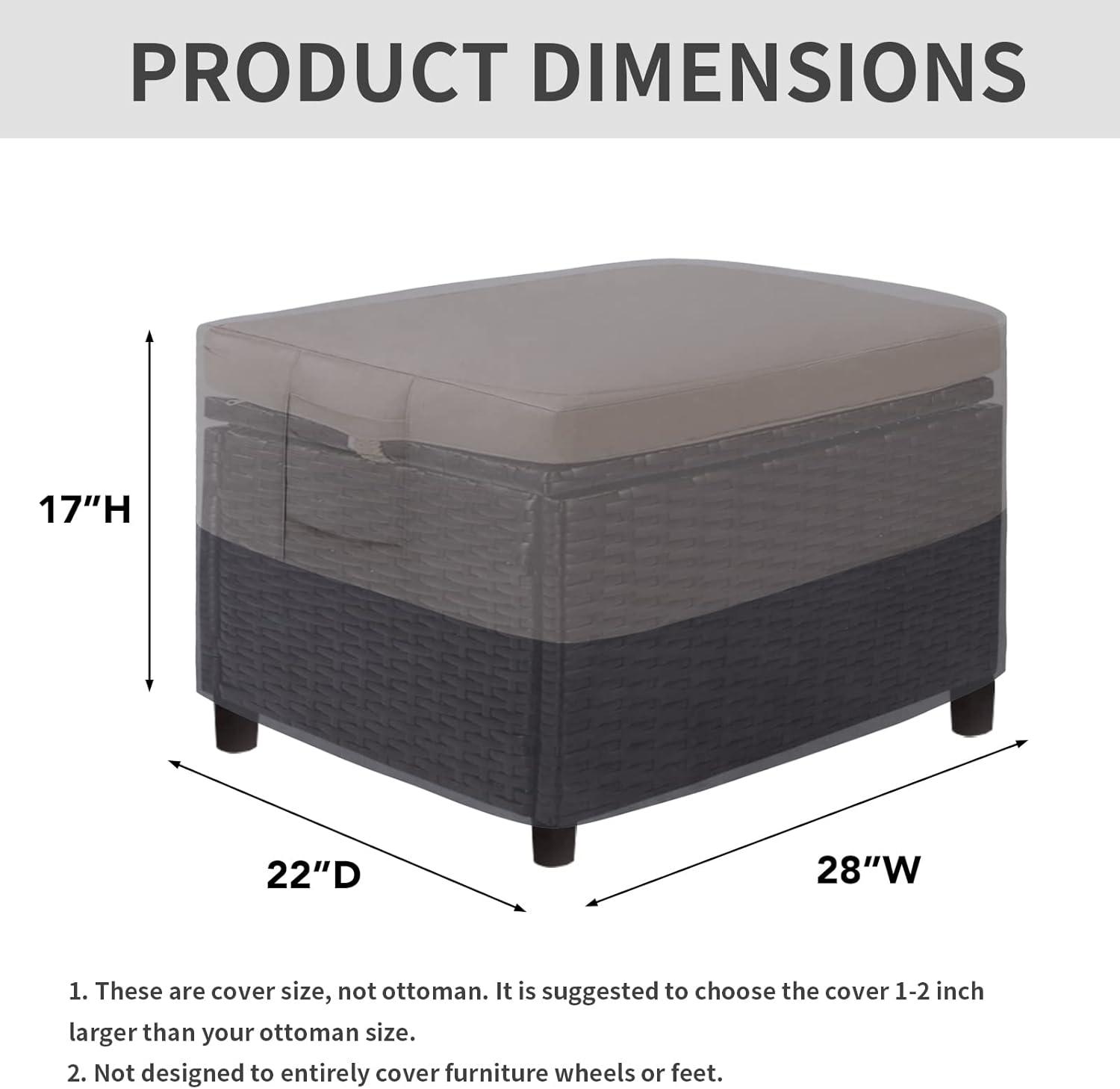 image:imageEasyGoing Outdoor Ottoman Cover Heavy Duty Waterproof Patio Furniture Cover with Padded Handles 1 Pack25x25x17 GrayDark GrayGrayDark Gray