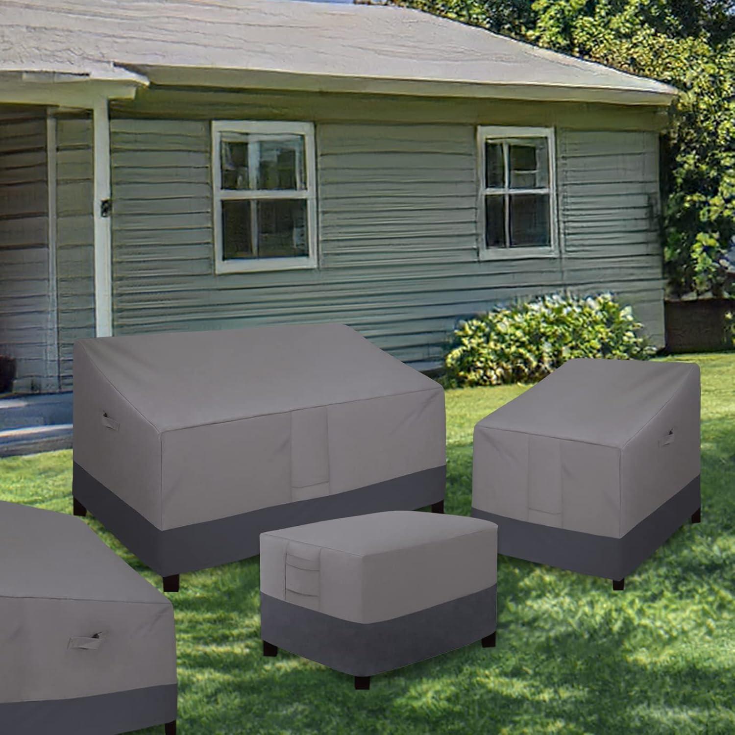 image:imageEasyGoing Outdoor Ottoman Cover Heavy Duty Waterproof Patio Furniture Cover with Padded Handles 1 Pack25x25x17 GrayDark GrayGrayDark Gray