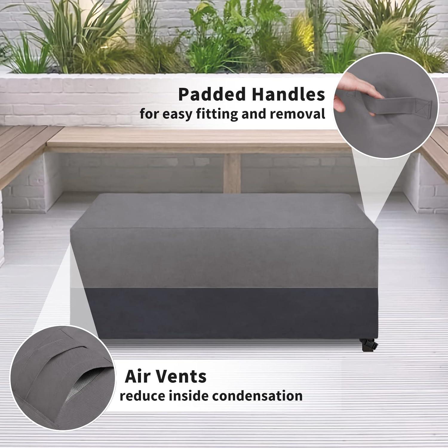 image:imageEasyGoing Outdoor Ottoman Cover Heavy Duty Waterproof Patio Furniture Cover with Padded Handles 1 Pack25x25x17 GrayDark GrayGrayDark Gray