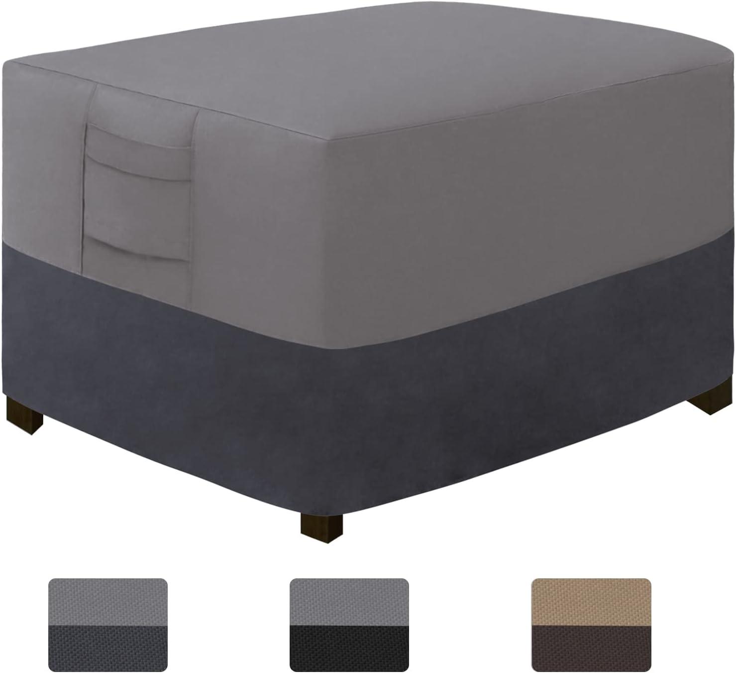 image:imageEasyGoing Outdoor Ottoman Cover Heavy Duty Waterproof Patio Furniture Cover with Padded Handles 1 Pack25x25x17 GrayDark GrayGrayDark Gray
