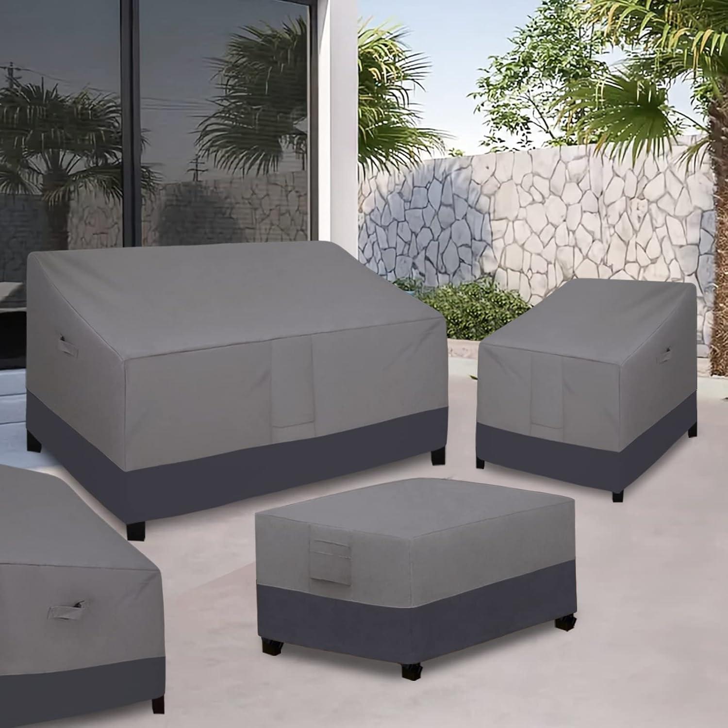 image:imageEasyGoing Outdoor Ottoman Cover Heavy Duty Waterproof Patio Furniture Cover with Padded Handles 1 Pack25x25x17 GrayDark GrayGrayDark Gray