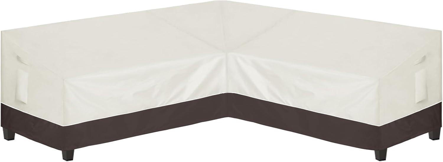 image:imageEasyGoing Outdoor VShaped Sectional Sofa Cover 89X89 UV Resistant Patio Sectional Couch Cover Waterproof Lawn Patio Furniture Cover BeigeBrownBeigeBrown