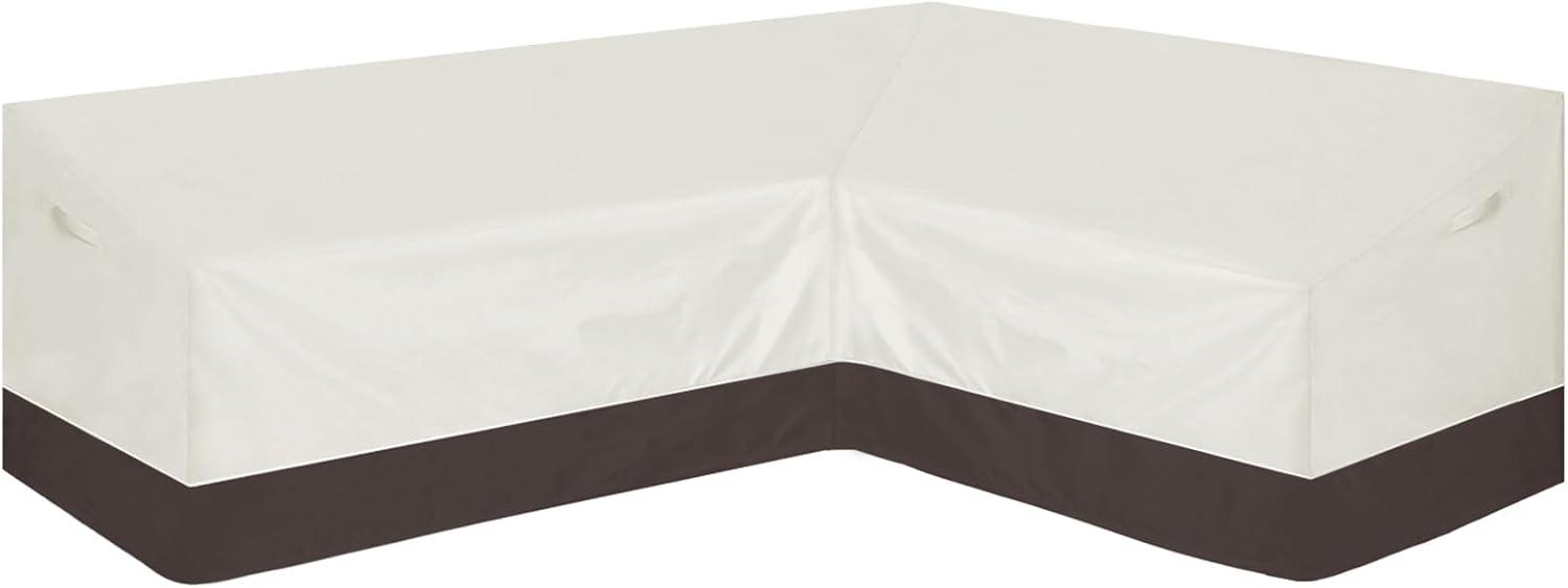 image:imageEasyGoing Outdoor VShaped Sectional Sofa Cover 89X89 UV Resistant Patio Sectional Couch Cover Waterproof Lawn Patio Furniture Cover BeigeBrownBeigeBrown